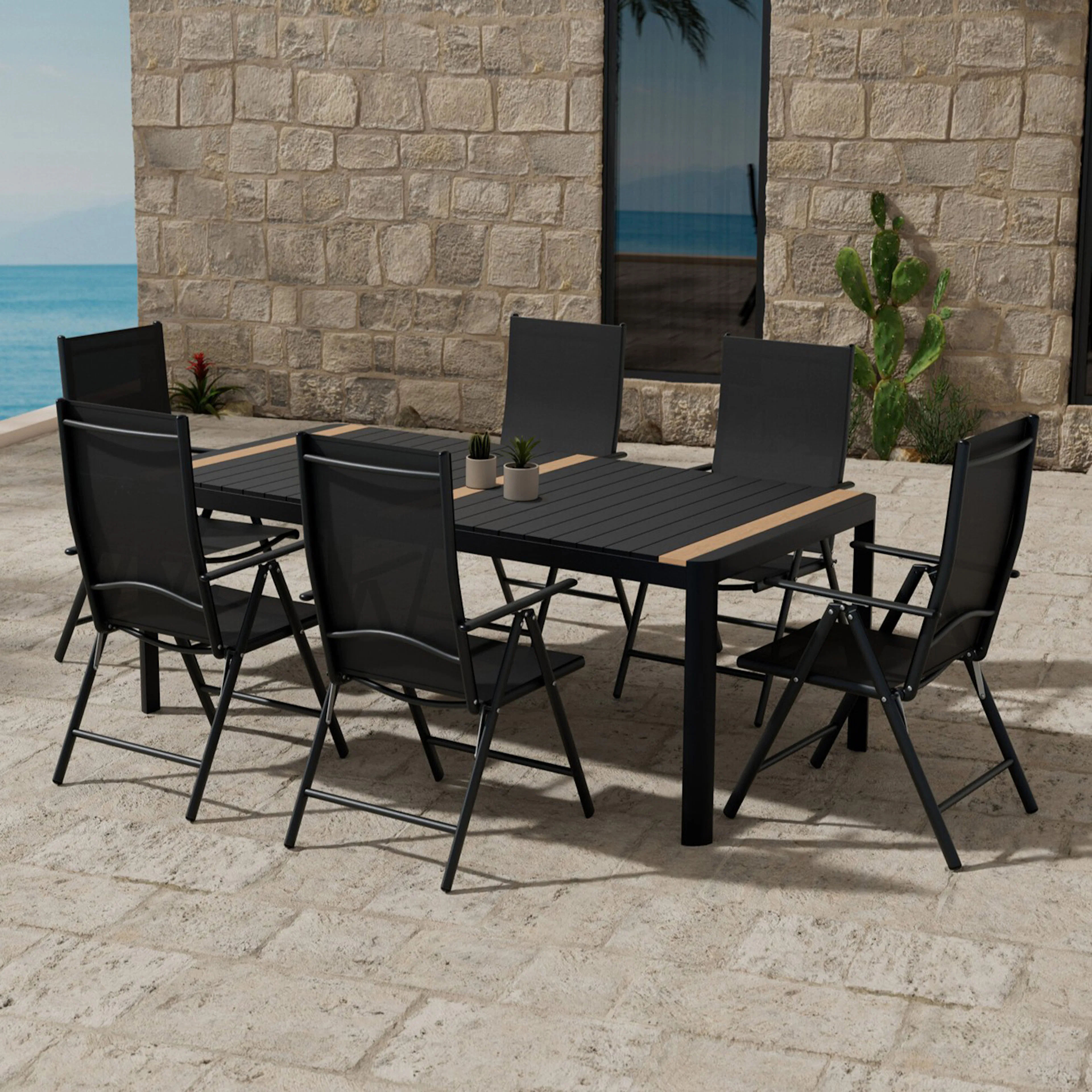 Matgrupp Utomhus Venture Home Togo 100x200 cm med 6 st Break Trädgårdsstolar