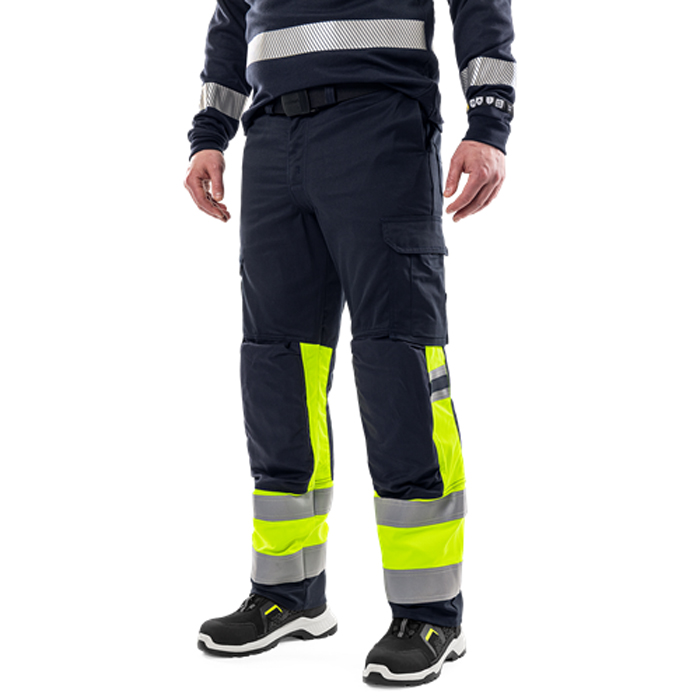 Flamestat byxa stretch 2162 ATHF, kl 1 Storlek: D84, Gul/Marinblå