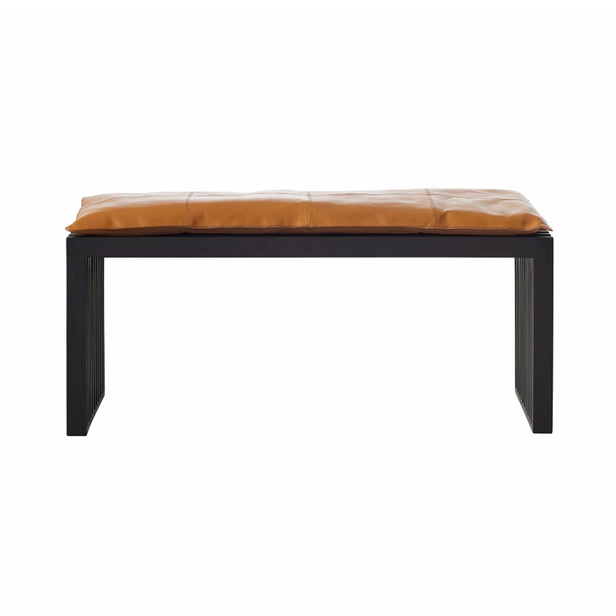 Bänk Cinas Rib Mahogny med Skinndyna