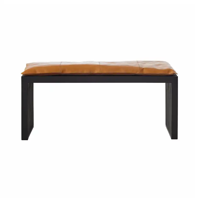 Bänk Cinas Rib Mahogny med Skinndyna