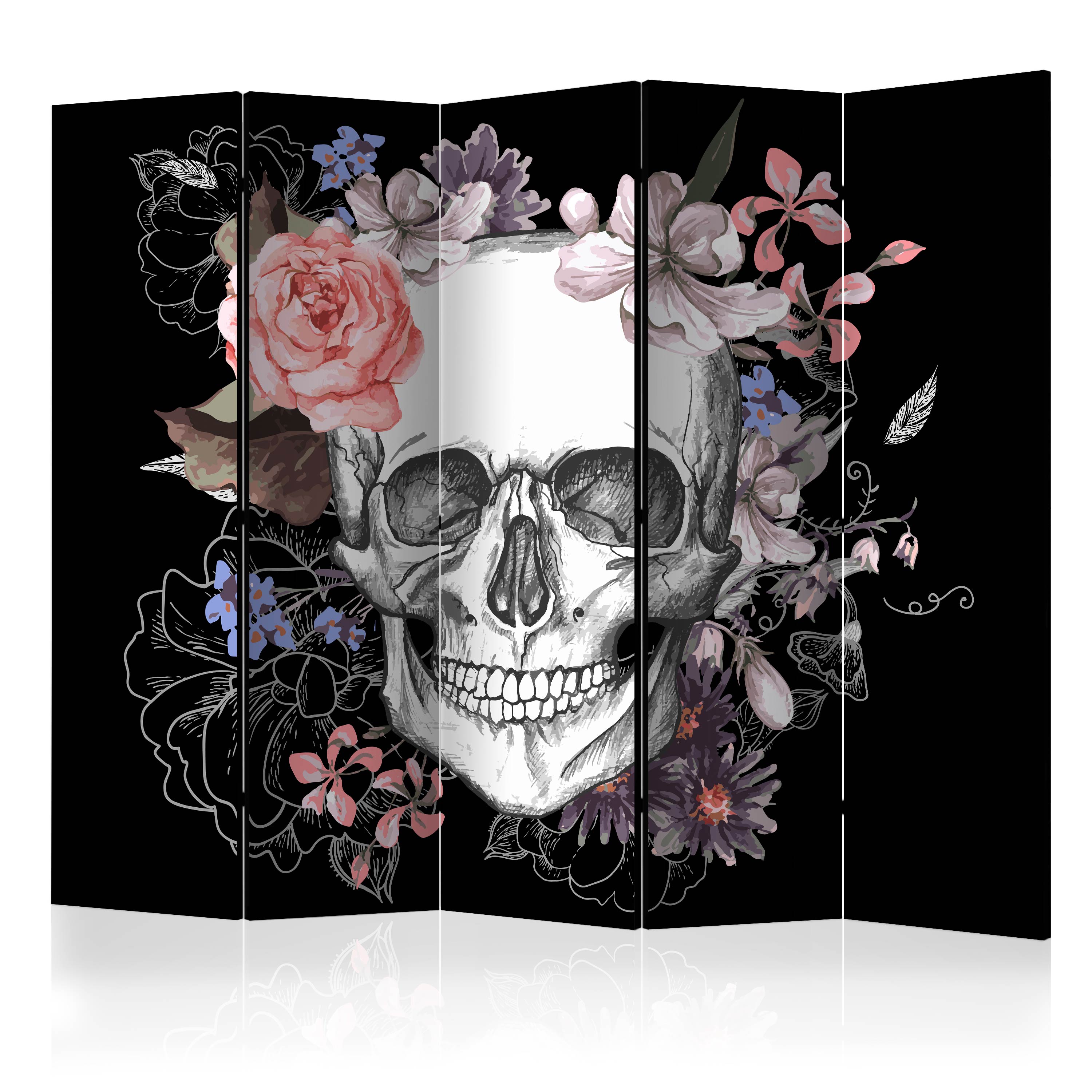 Rumsavdelare Skärmvägg Arkiio Skull And Flowers II 225x172 cm