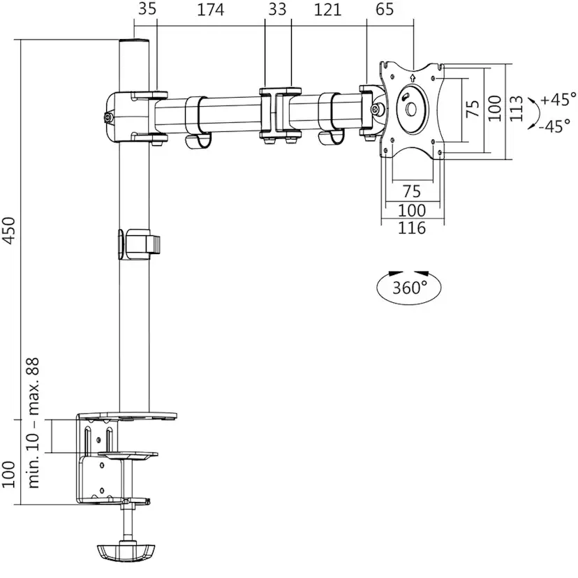 Monitorarm LogiLink 13-27 tum 428 mm