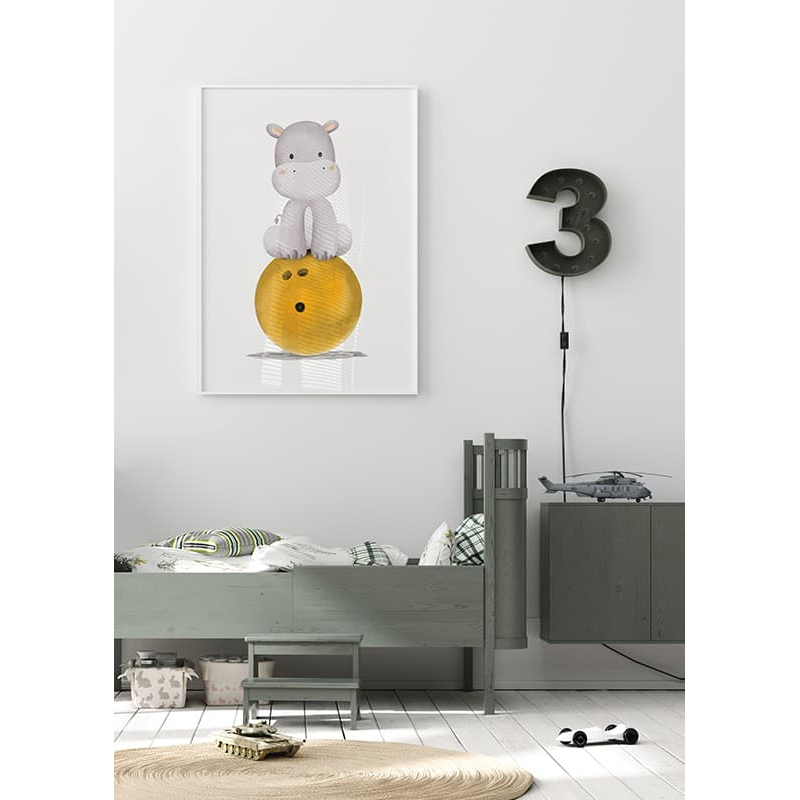 Poster Gallerix Hippo With Bowling Ball