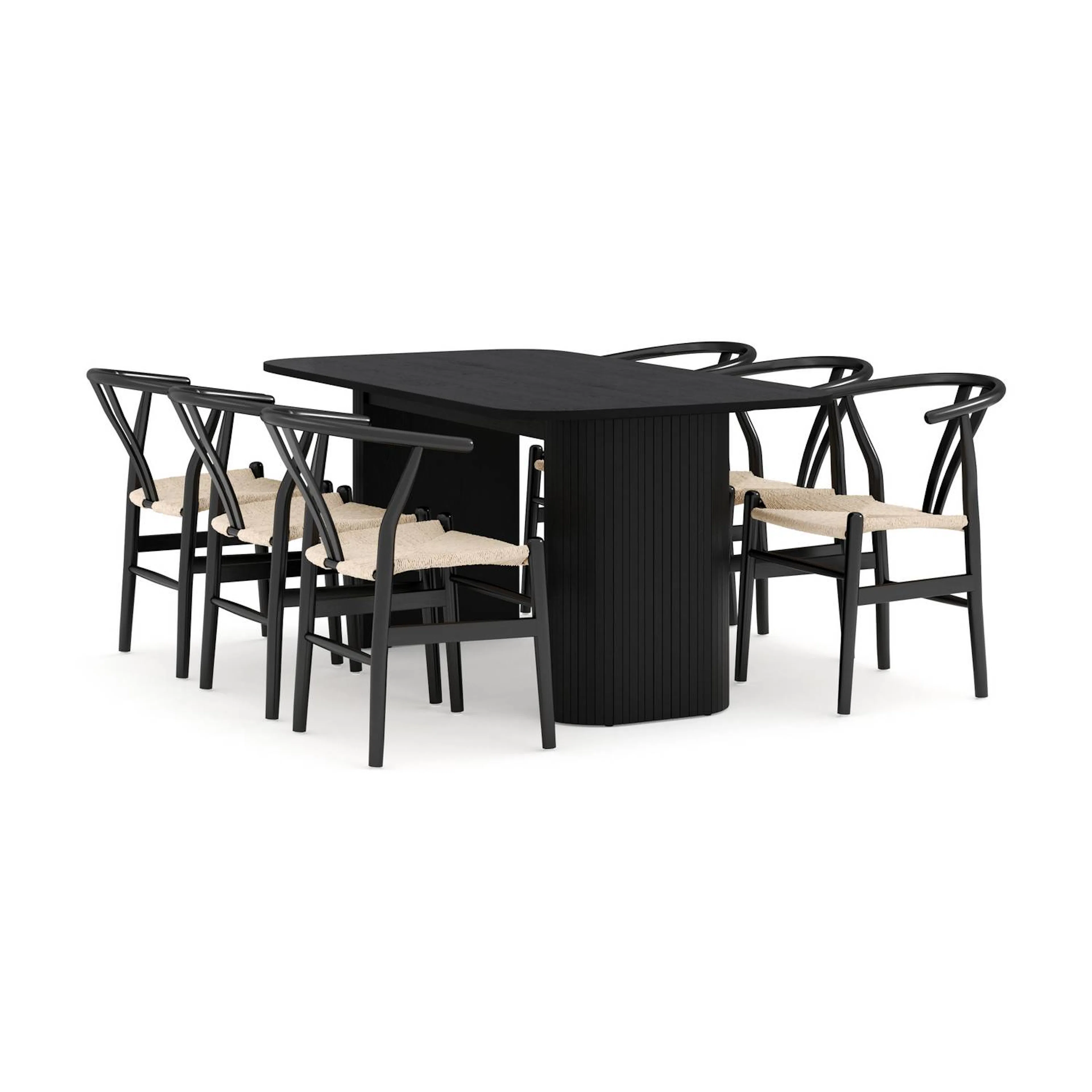 Matgrupp Bark Kopparbo Rektangulärt Matbord 160 cm med 6 Dastoori Matstol