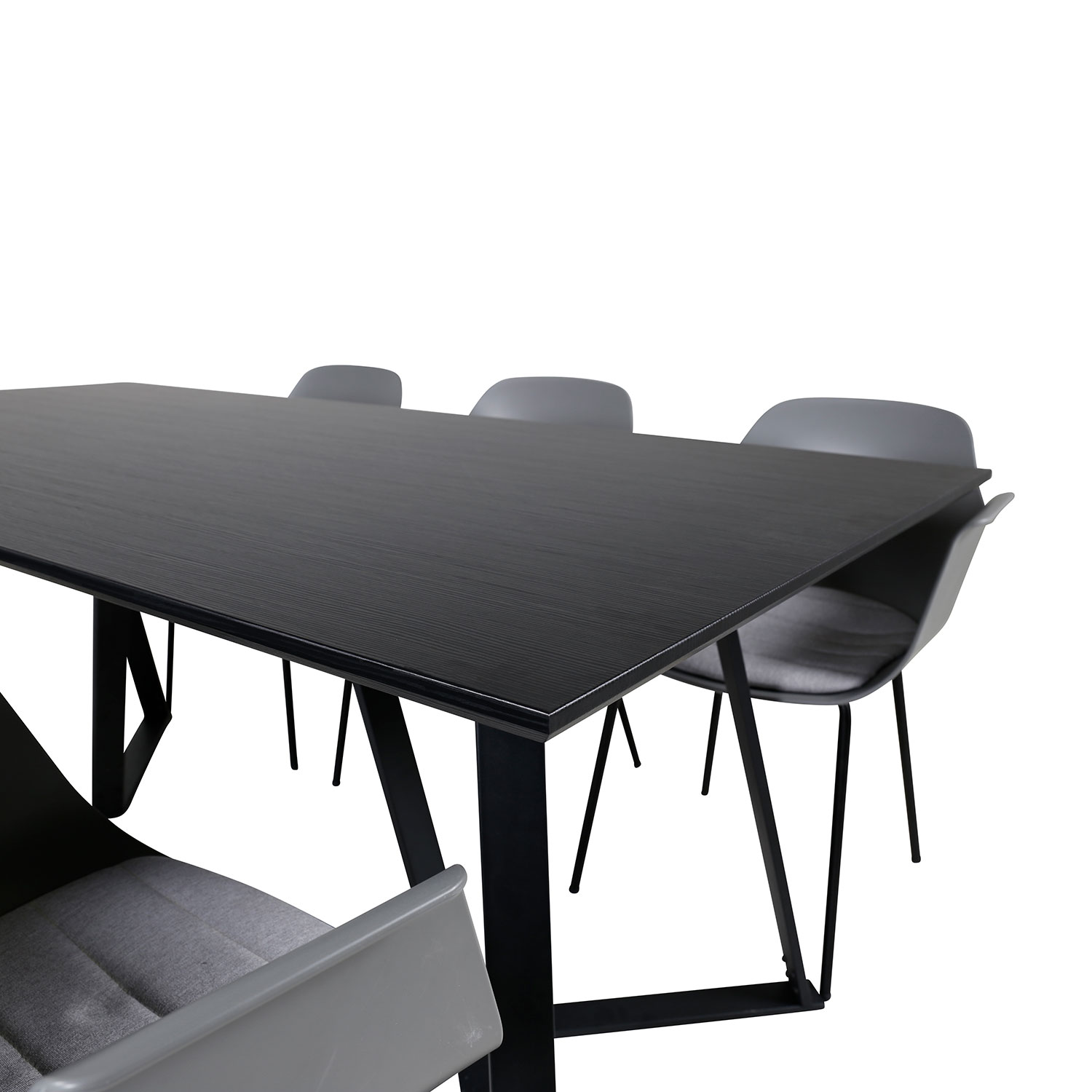 Marina Dining Table - Black top / Black Legs , Comfort Plast Grå