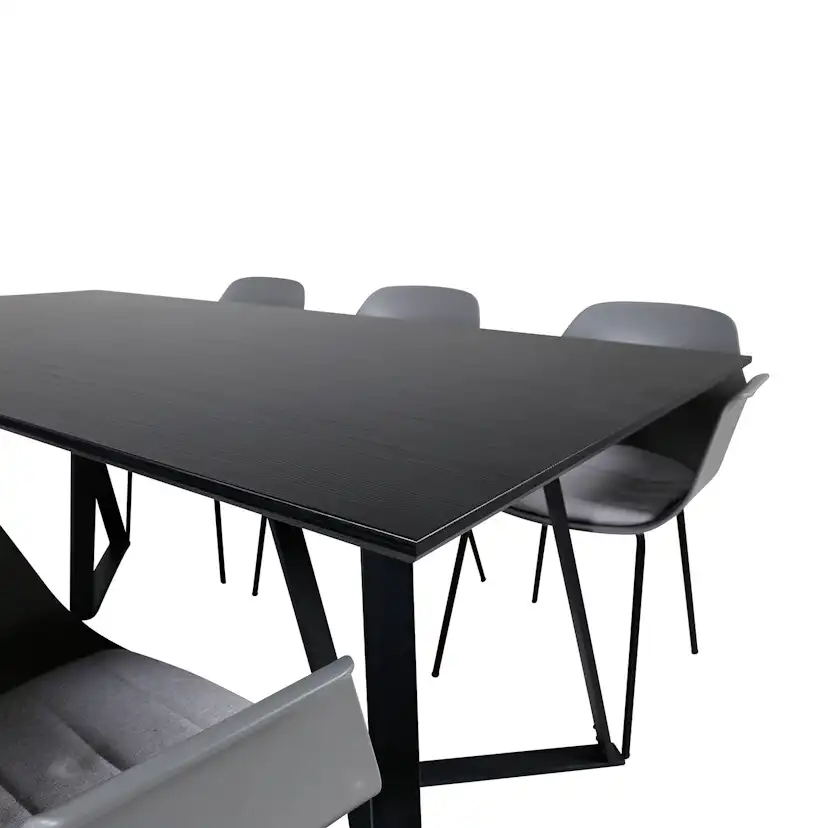 Marina Dining Table - Black top / Black Legs , Comfort Plast Grå