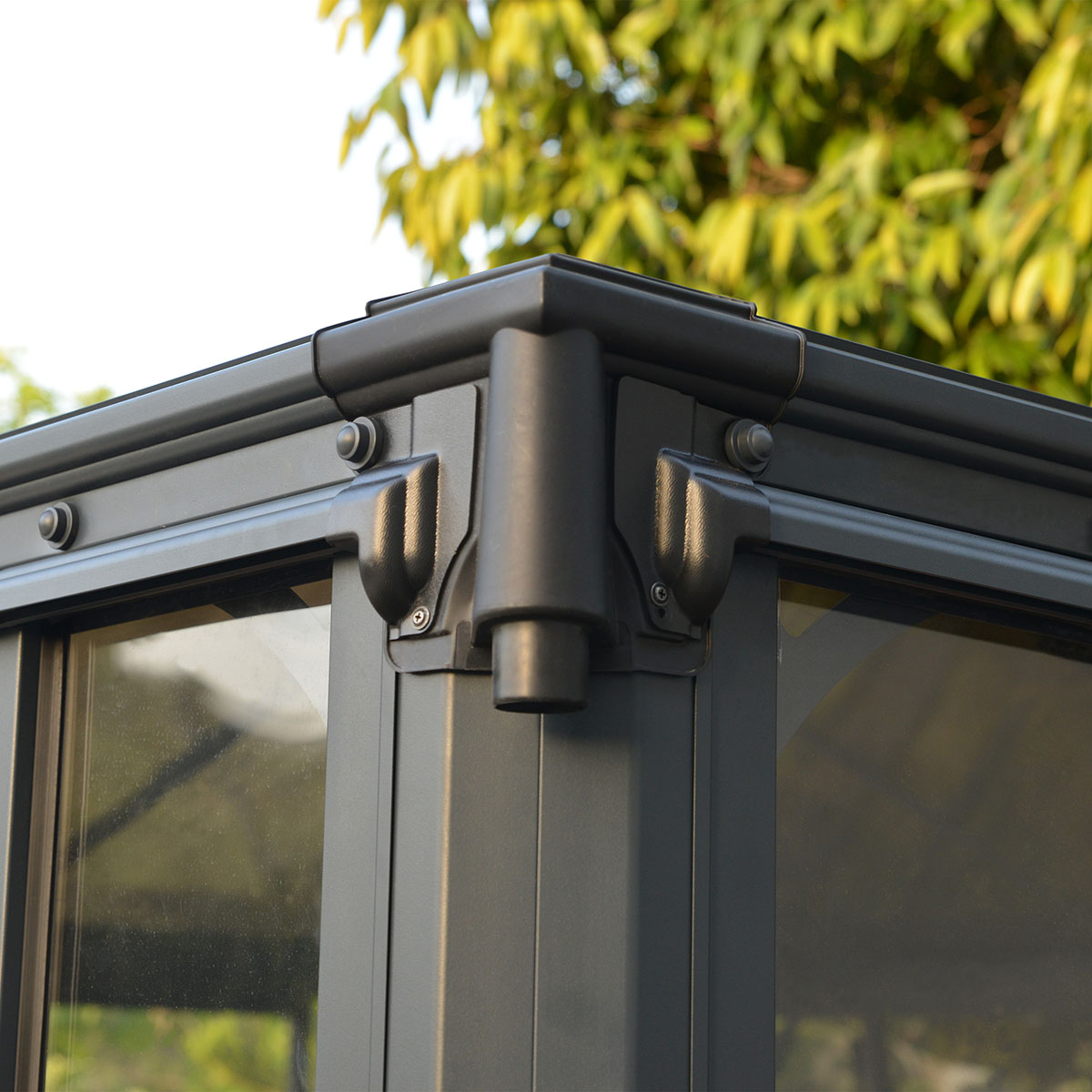 Växthus/Orangeri Canopia by Palram Ledro Aluminiumstomme med UV-Skyddat Glas, Låsbara Dörrar, Grå, 12,7 m²