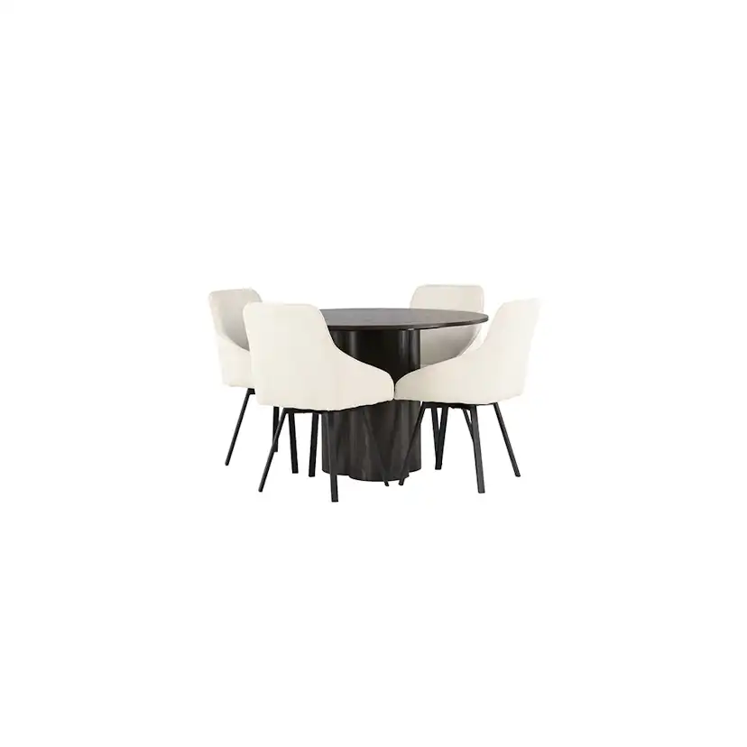 Matgrupp Venture Home Olivia Ø110 cm med 4 st Rosie stolar