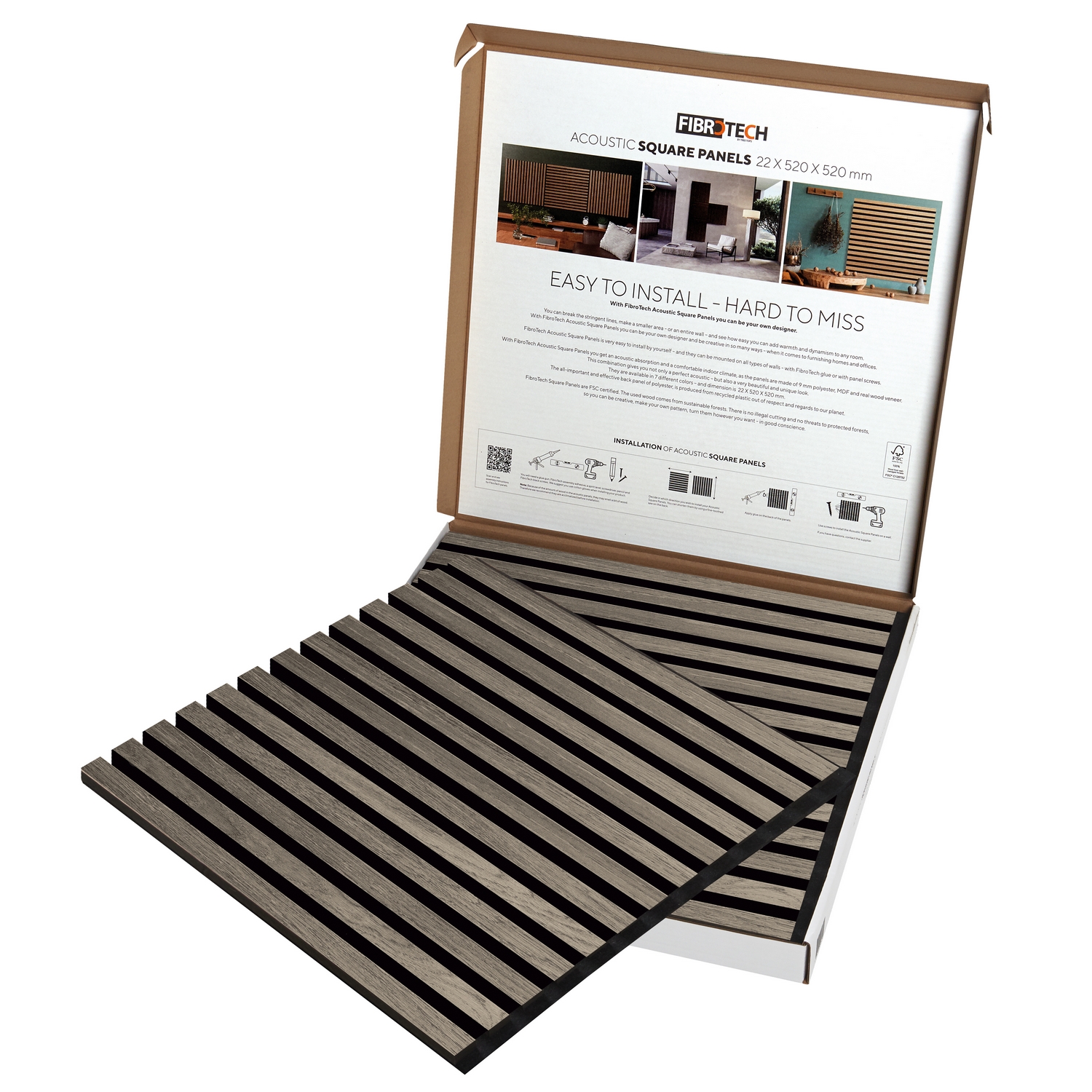 Akustikpanel SQUARE - Grey oak 2st Grå ek