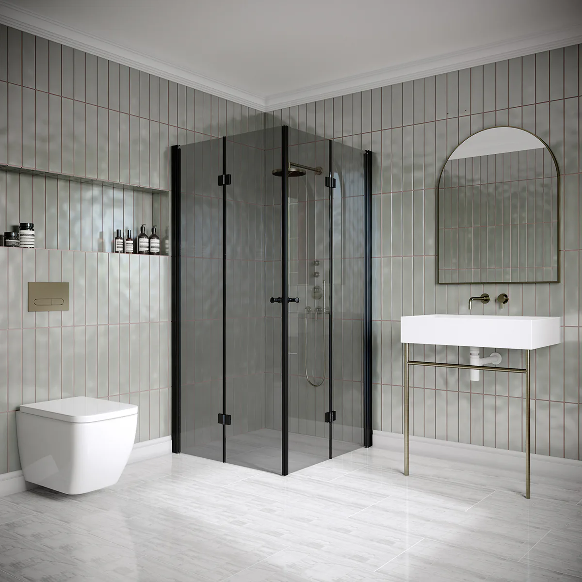 Hietakari Classic 150 695x795x1900 mm, Rökglas, Svarta profiler