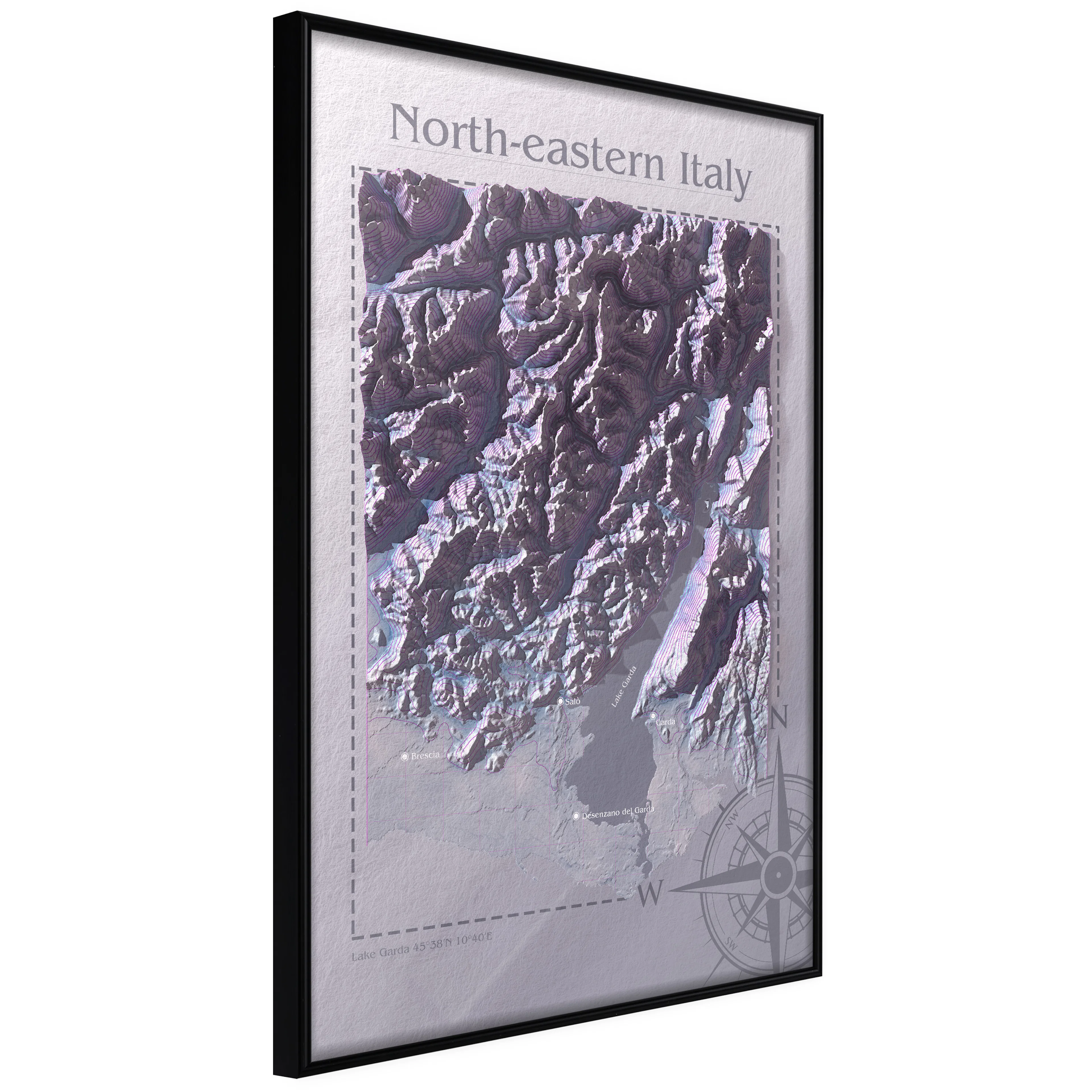 Affisch - Isometric Map: North-Eastern Italy [Poster] 20x30 Svart ram, 20x30 cm