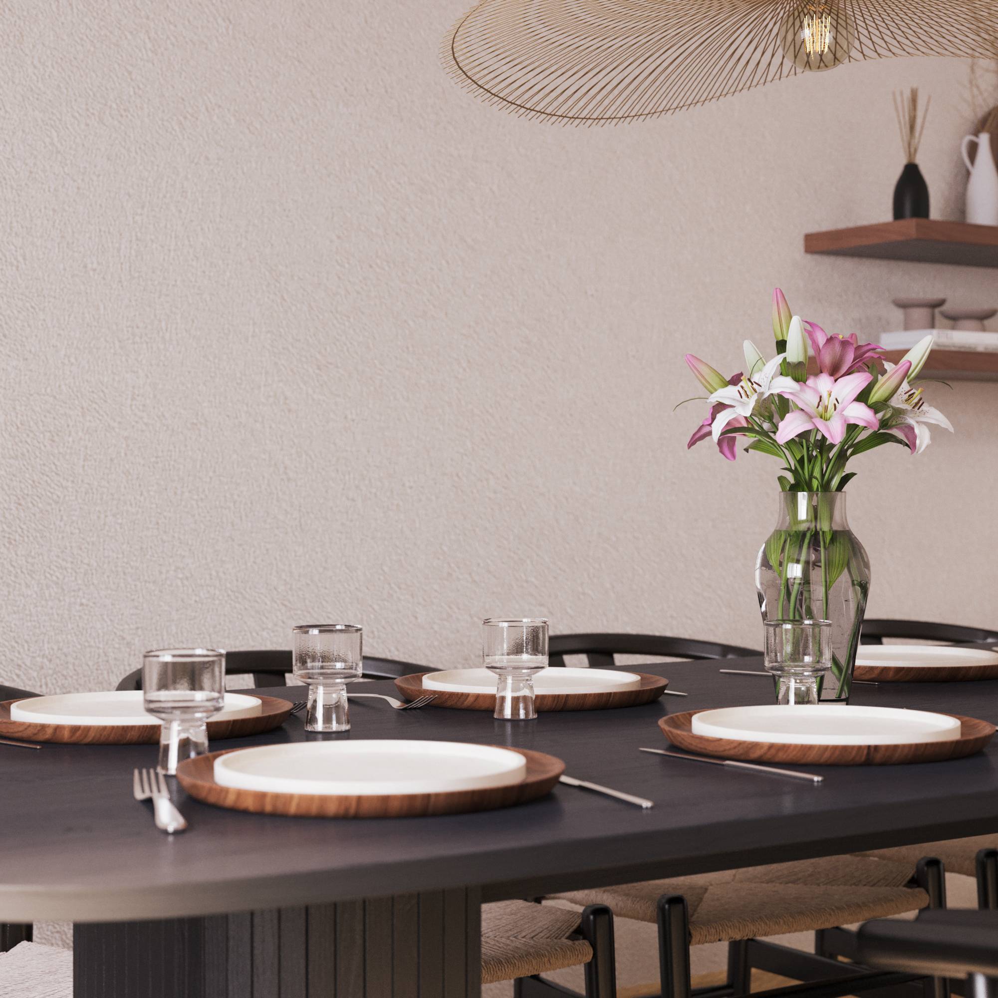 Matgrupp Bark Kopparbo Rektangulärt Matbord 240 cm med 8 Dastoori Matstol