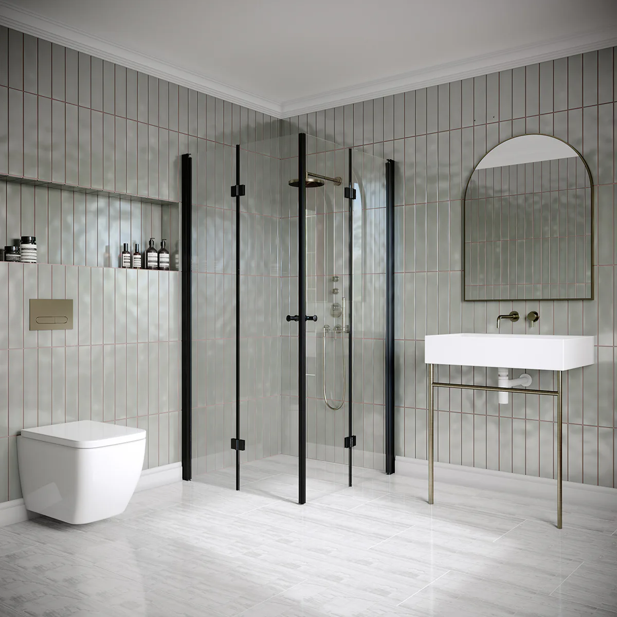 Hietakari Classic 150 795x795x1900 mm, Klarglas, Svarta profiler