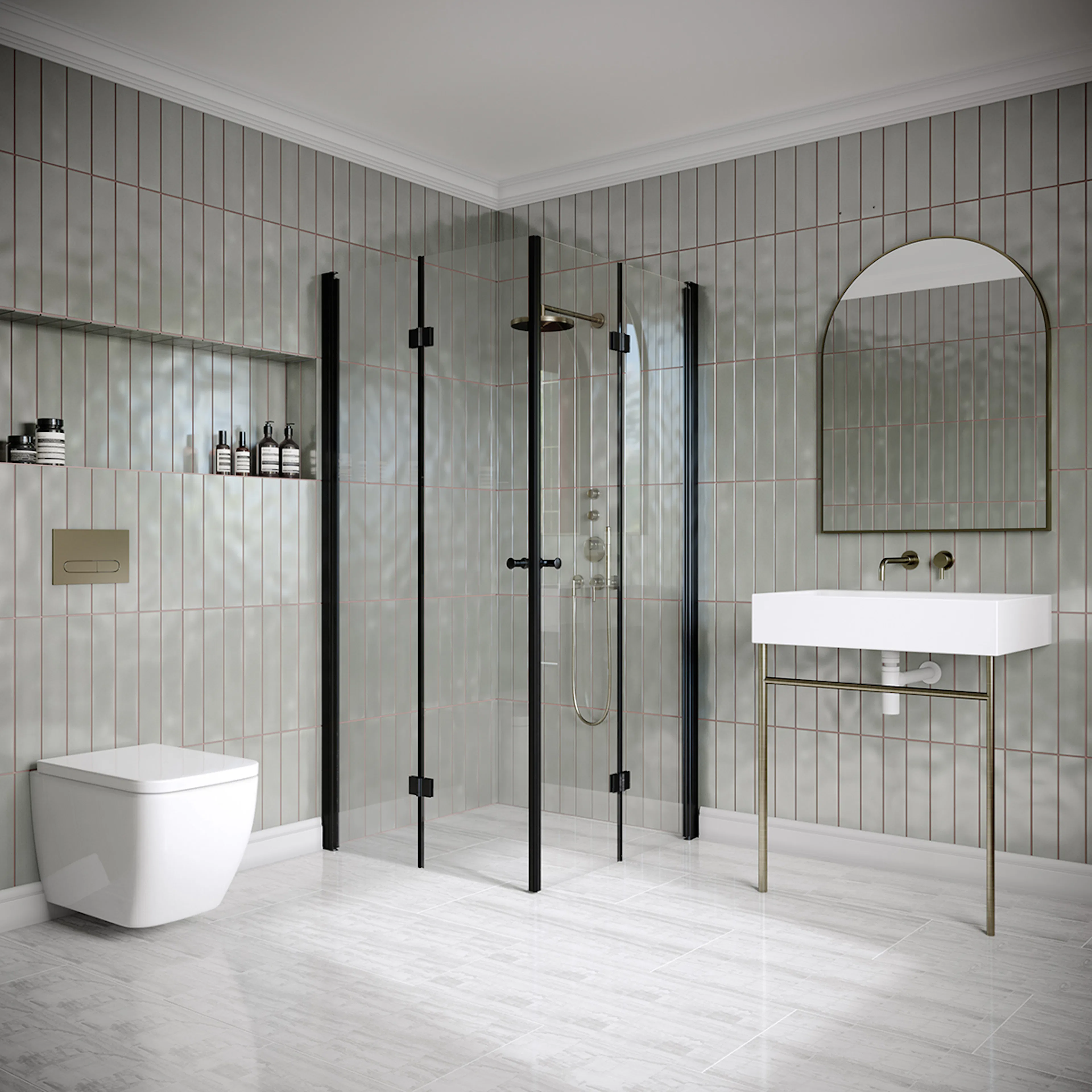 Hietakari Classic 150 795x795x1900 mm, Klarglas, Svarta profiler