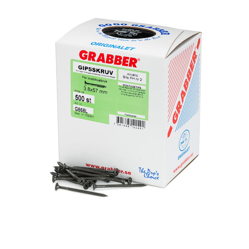 Gipsskruv Grabber mot Stål och Trä