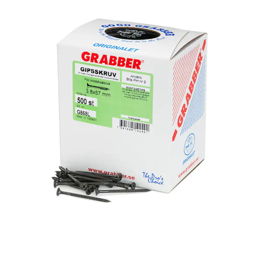 Gipsskruv Grabber mot Stål och Trä