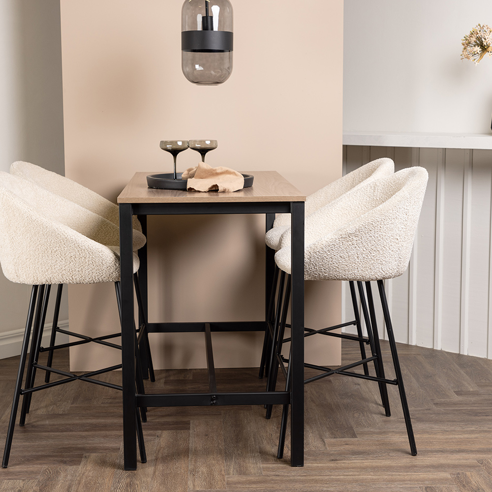 Camden Bar Table - Walnut / Walnut MDF +Velvet Bar Chair - B Valnöt/Vit