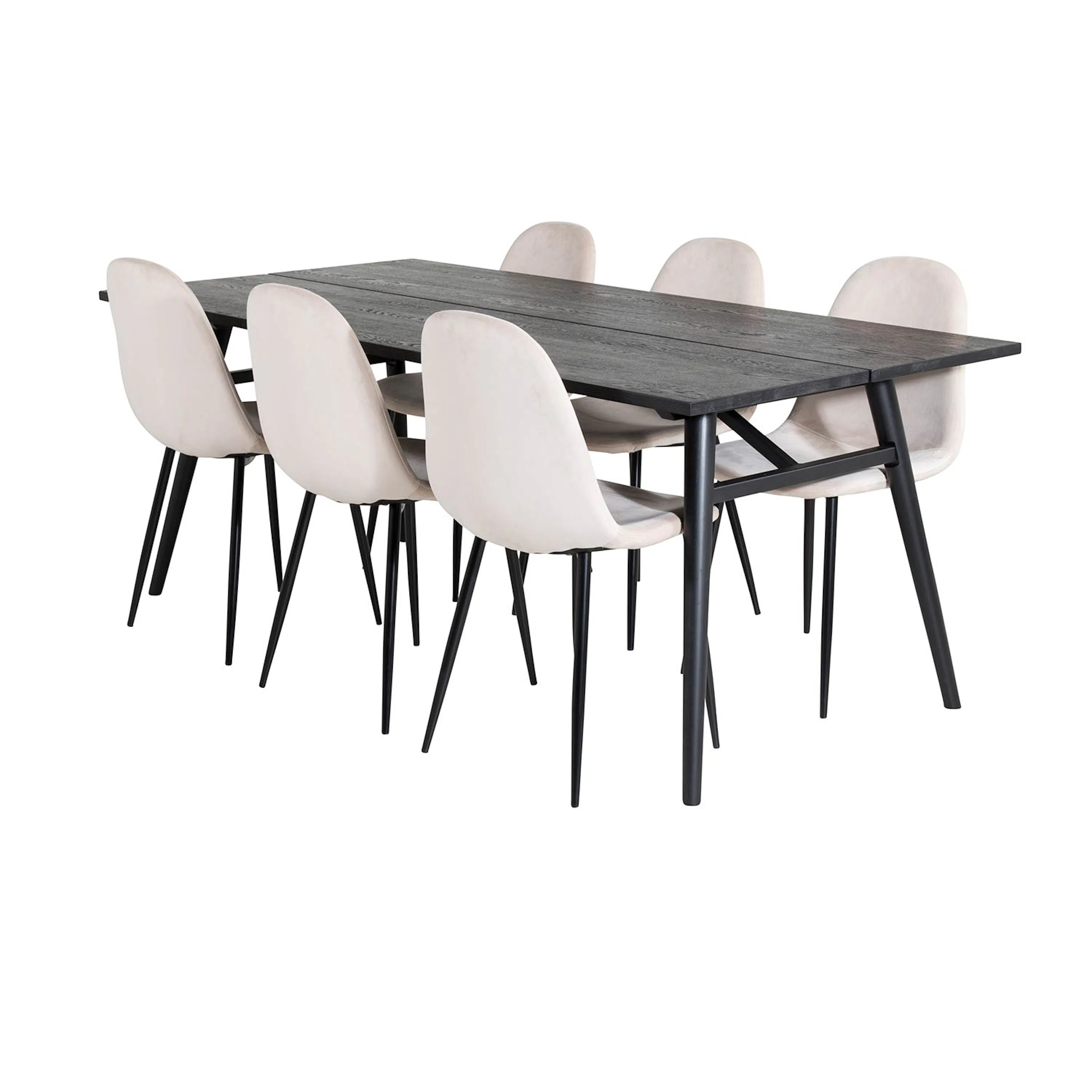 Sleek Extentiontable Black Brushed -Polar Chair- Beige_6 Svart/Beige