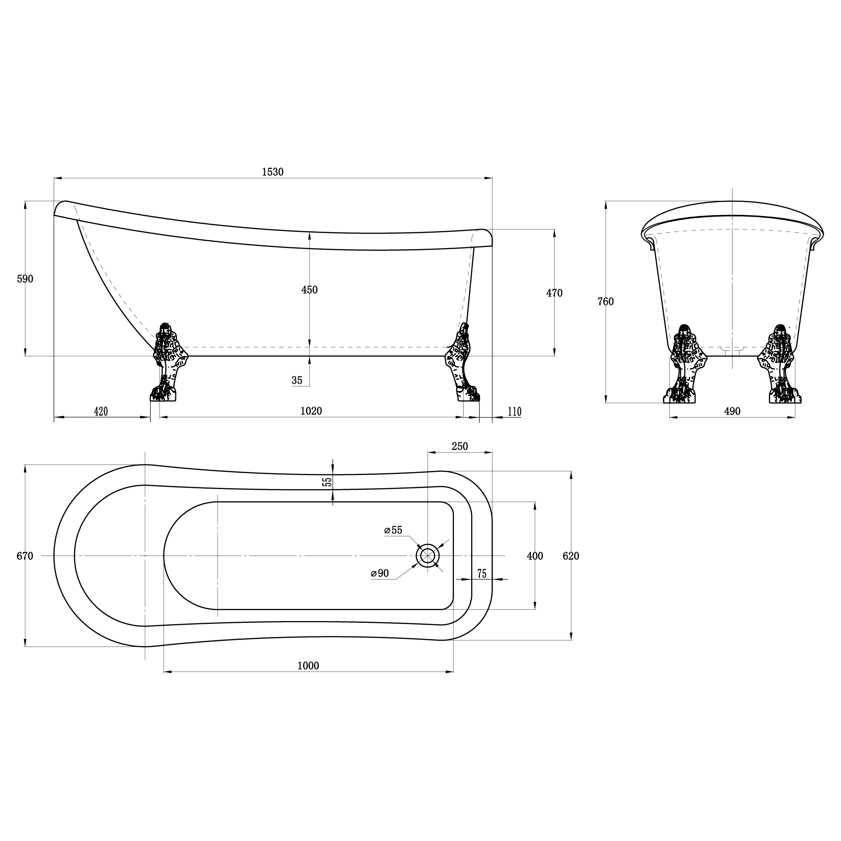 Tassbadkar Ideal Vit Kromade tassar