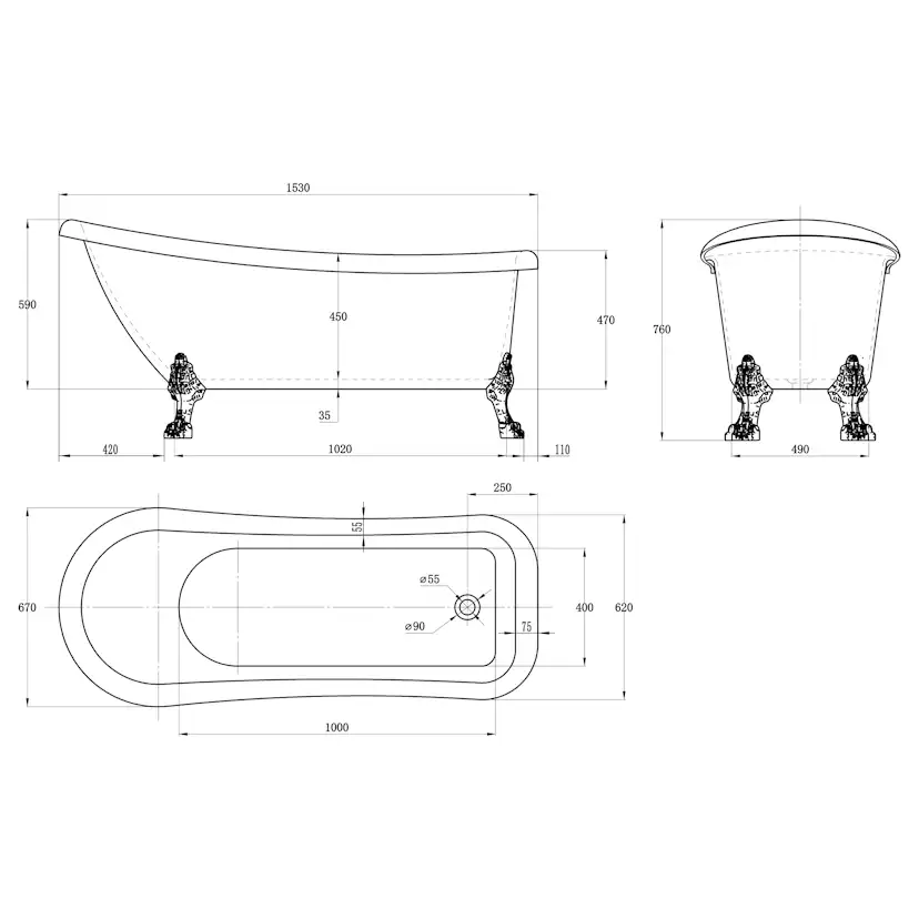 Tassbadkar Ideal Vit Kromade tassar