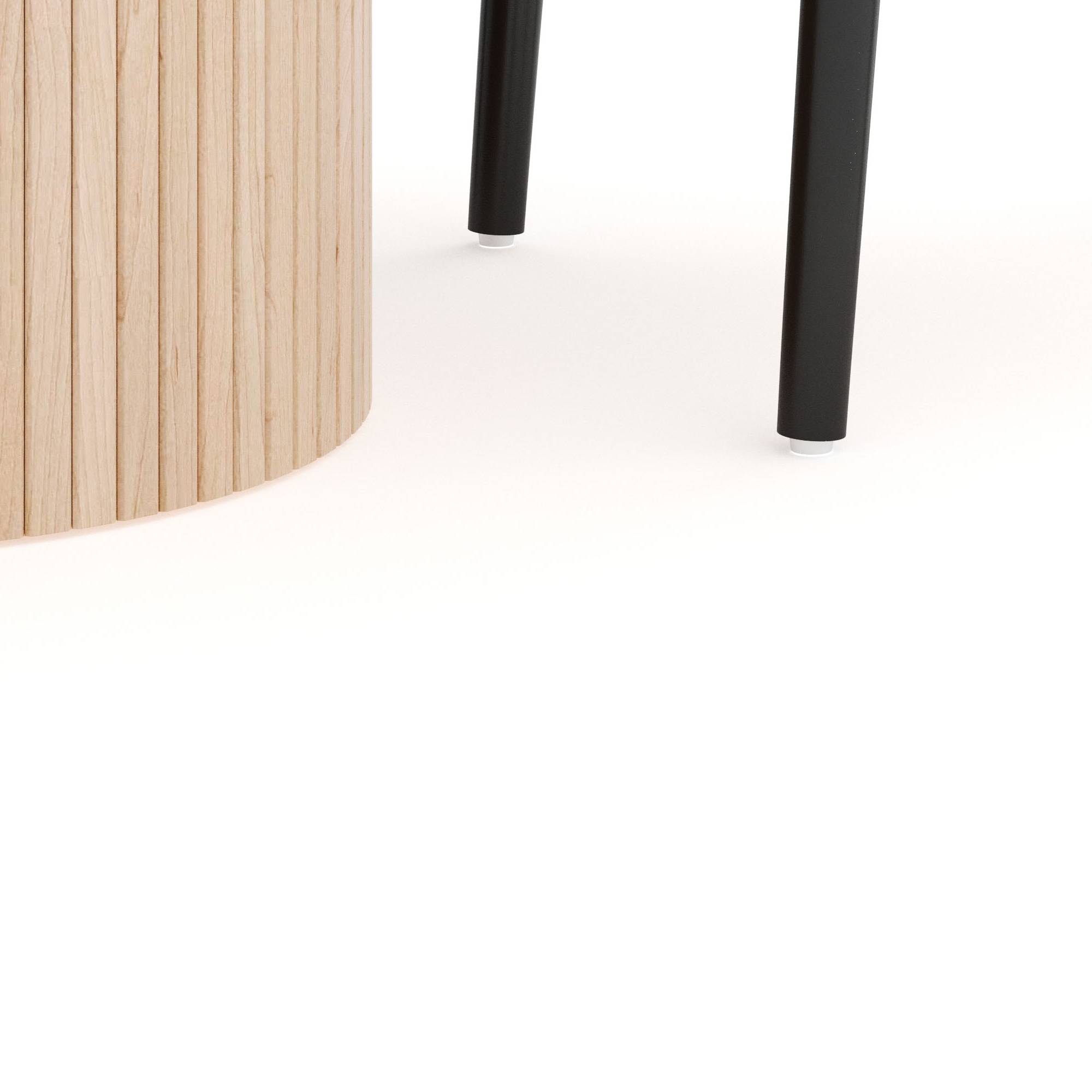 Matgrupp Bark Kopparbo Runt Matbord 106-156 cm Vit Ek Förlängningsbartt med 4Dastoori Matstol