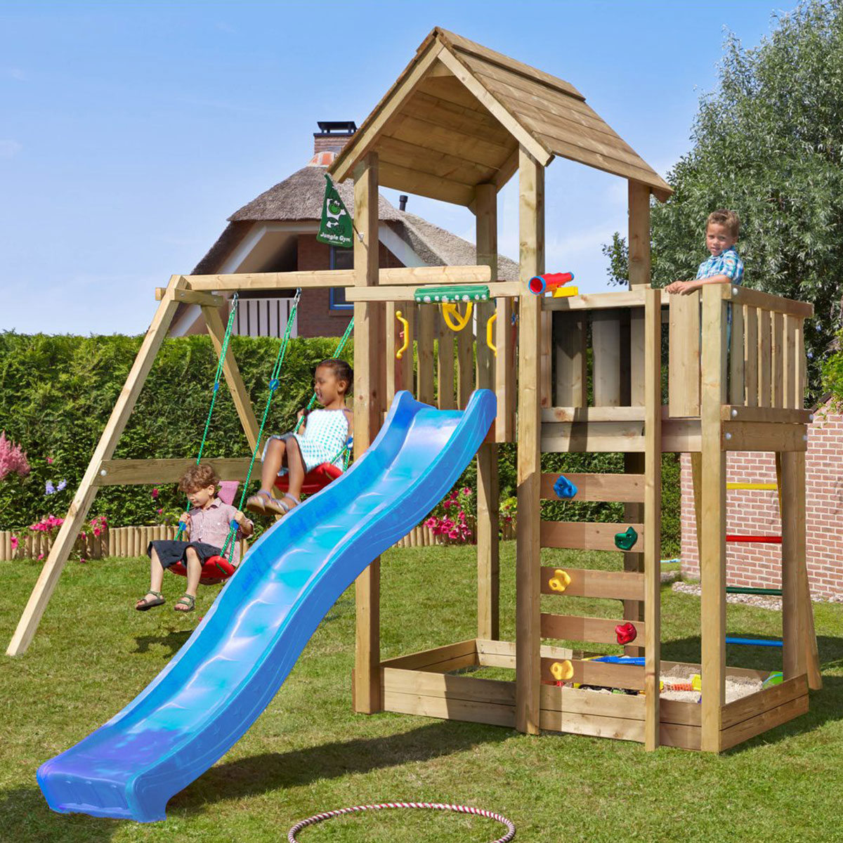 Lektorn Jungle Gym Mansion 2.1 Gungmodul & Blå Rutschkana