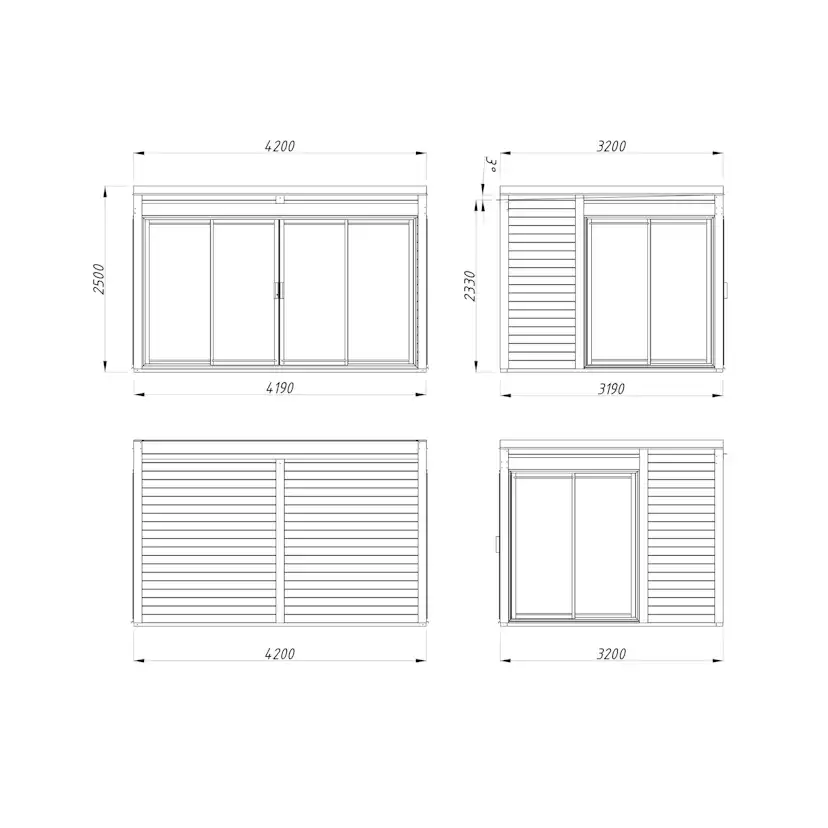 Stuga Palmako Serena 13,4 m² Set 1 Slide (inv. 12,6 m²)
