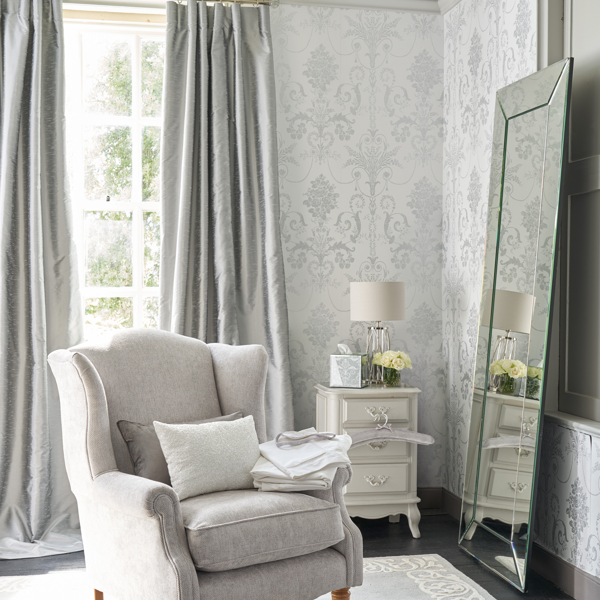 Tapet Laura Ashley Josette Metallic Silver