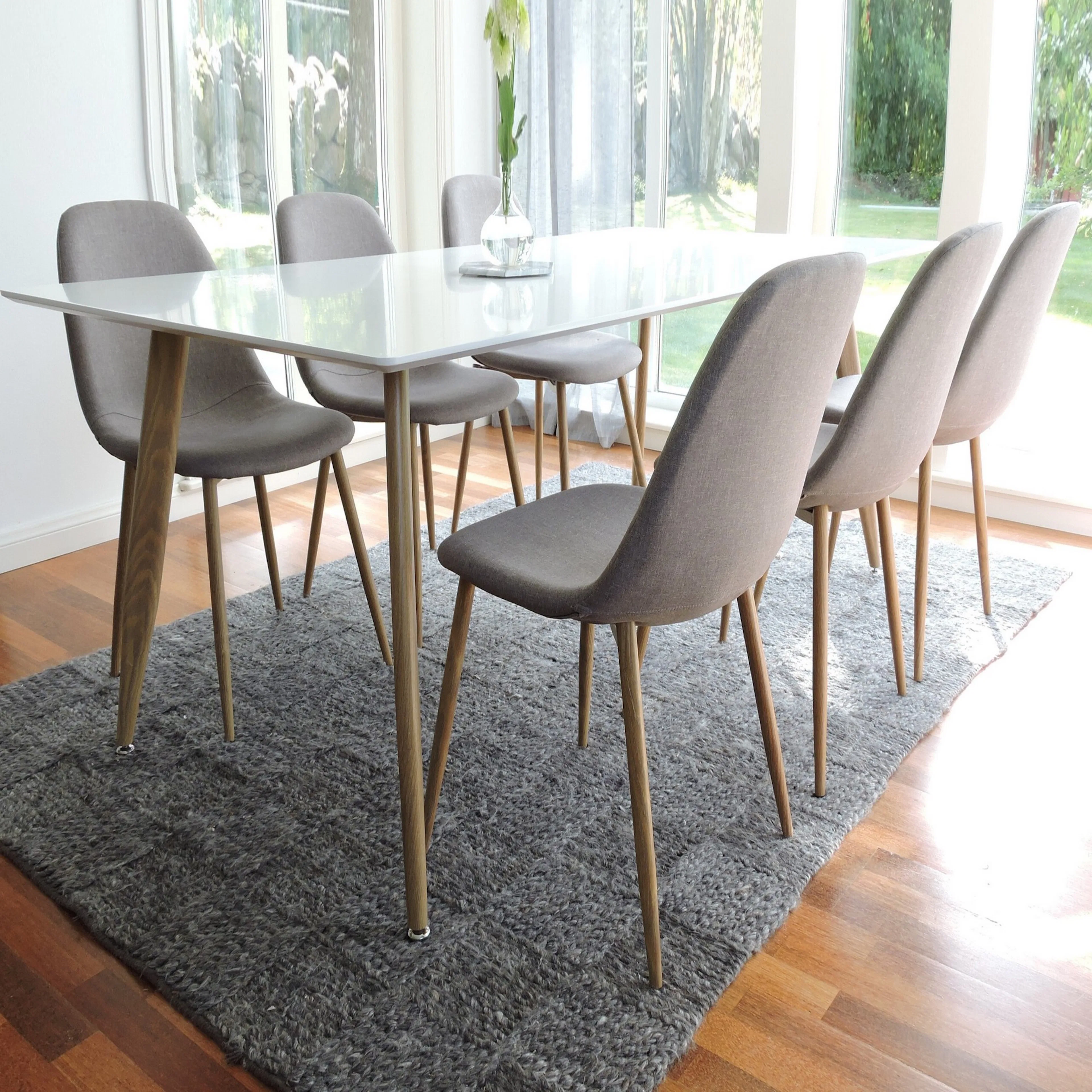 Polar Matbord - Ek-Look / Vit- 180*90*H75 +Polar Dining chai Vit/Grå/Valnöt