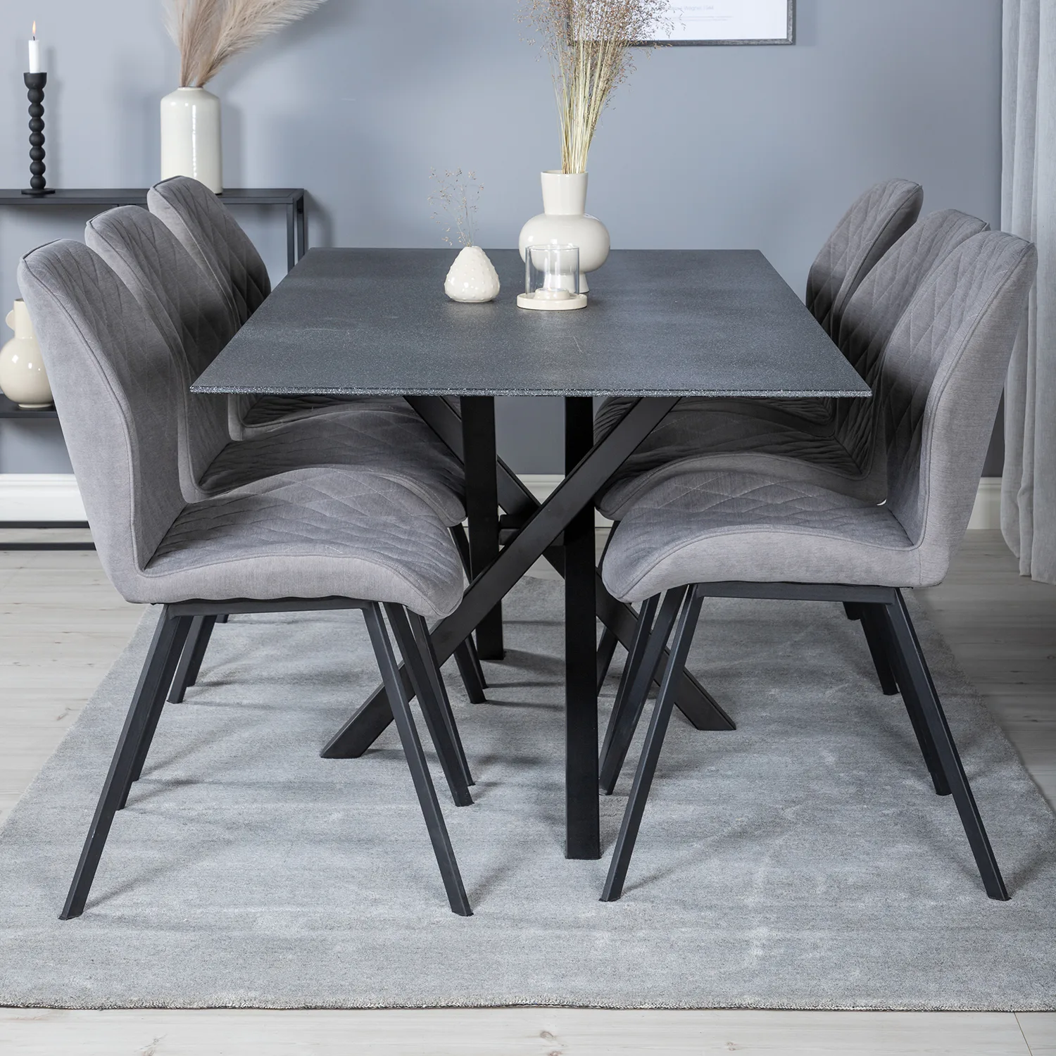 Piazza Dining Table 180x90 cm+Gemma Dining Chair Grå/Svart/Grå