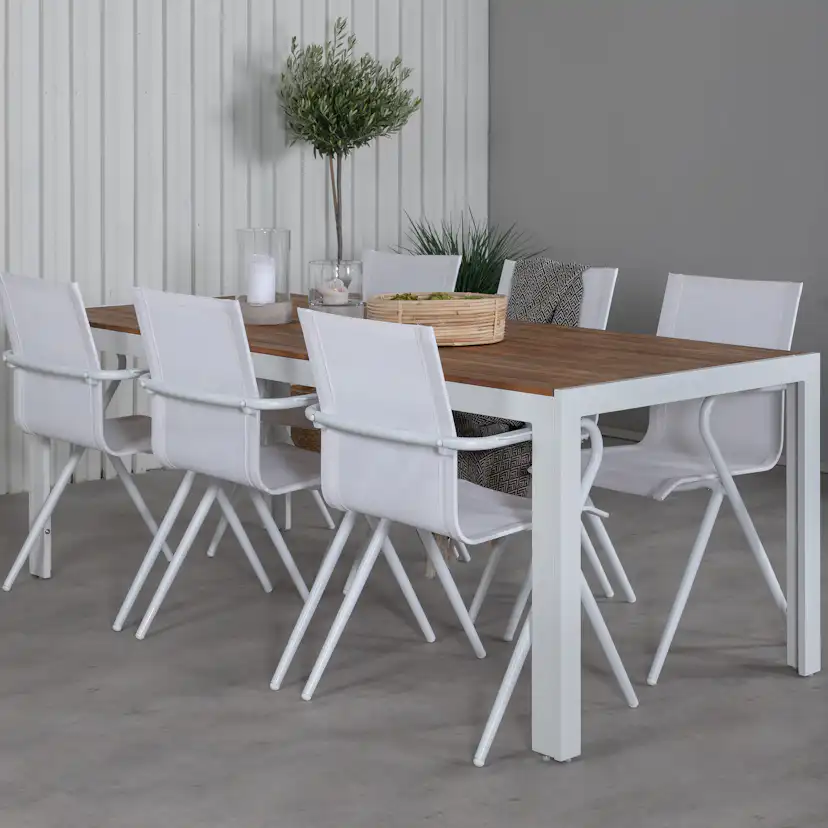 Matgrupp Utomhus Venture Home Bois med 6 Act Trädgårdsstolar