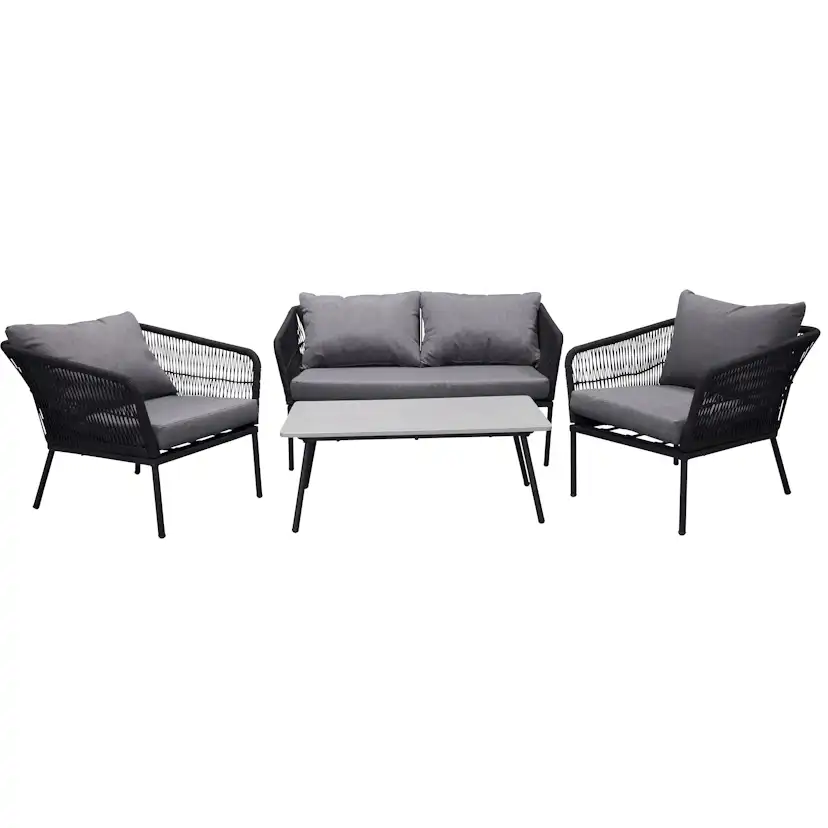 Loungegrupp Venture Home Leon, 2-Sits Soffa, 2 Fåtöljer & Bord - Inklusive Dynor