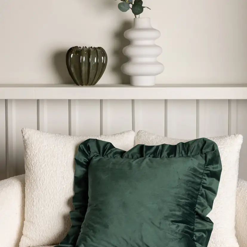Hailey Cushion Cover Poly Velvet - Green Grön
