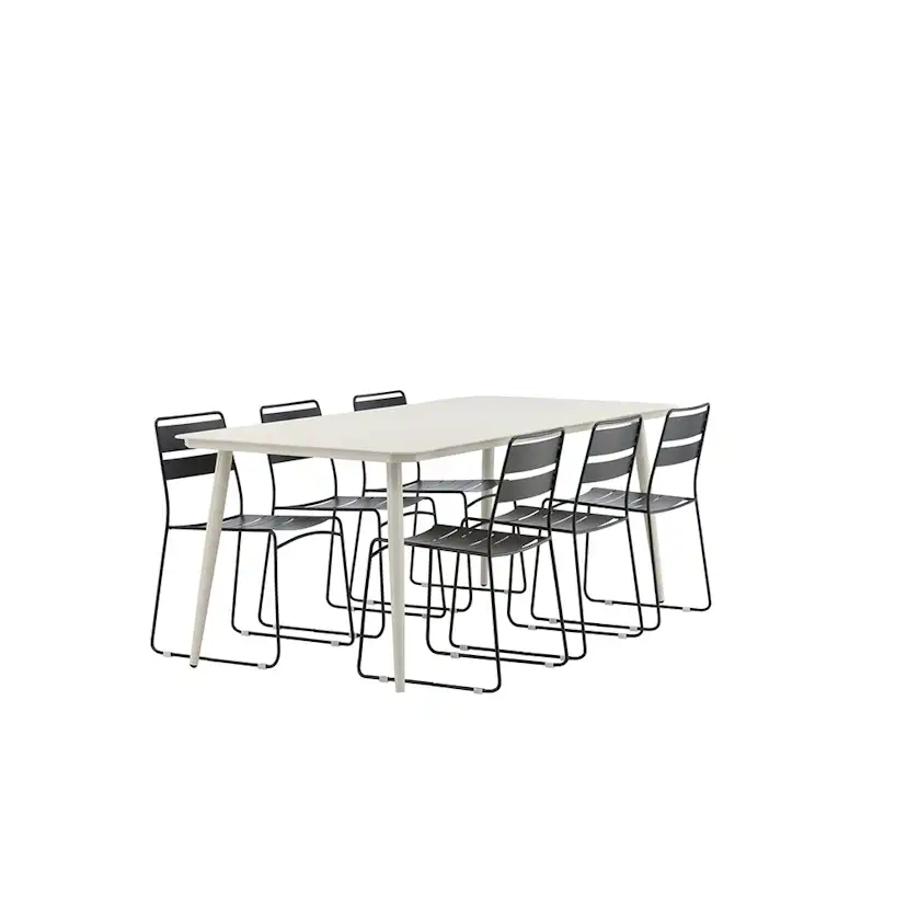 Lina Dining Table - Beige - 200*90 _1+ Lina Dining Chair - B Beige/Svart