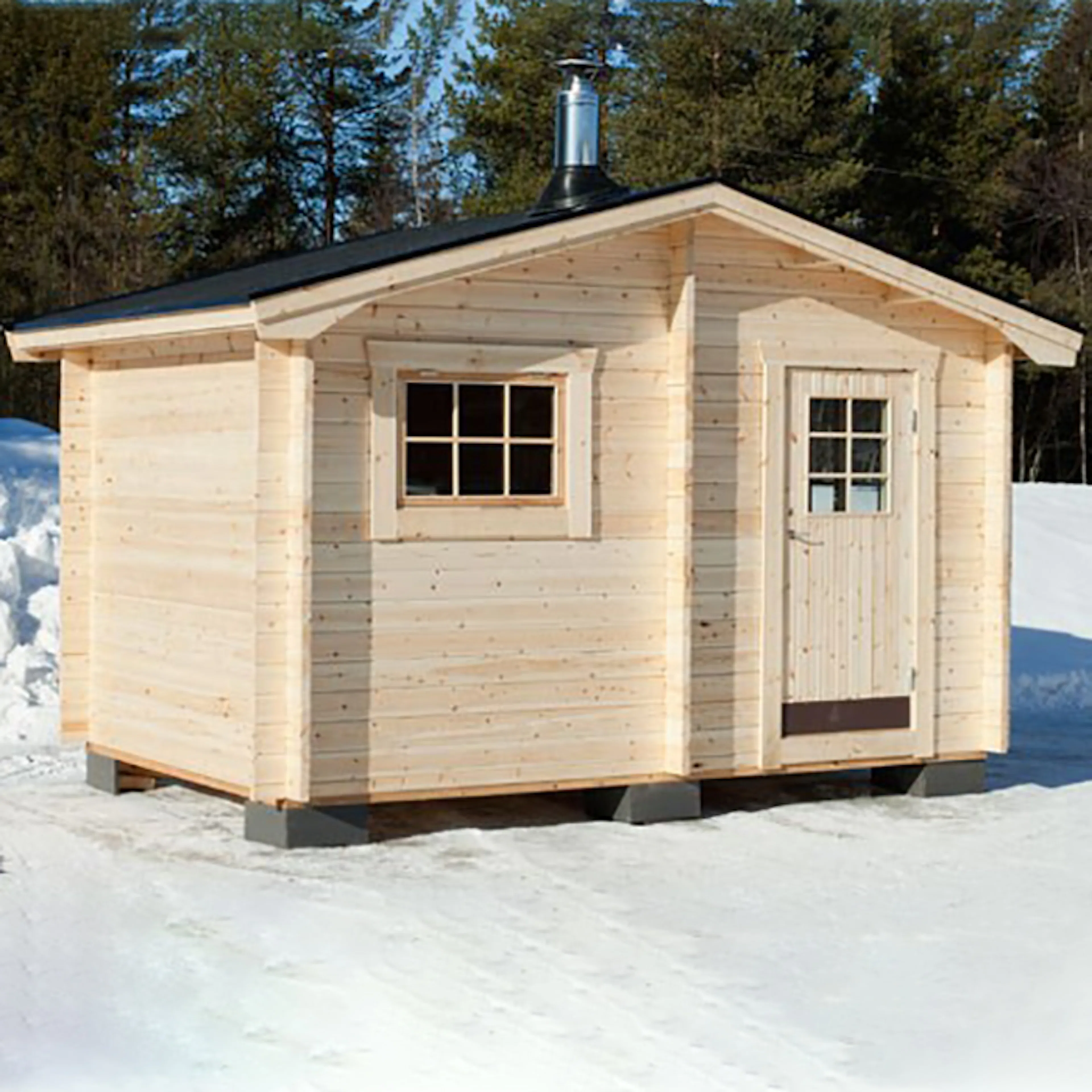 Bastu Baseco Laisa 10 m² Fristående Bastuhus med Sadeltak & 2-glas Fönster