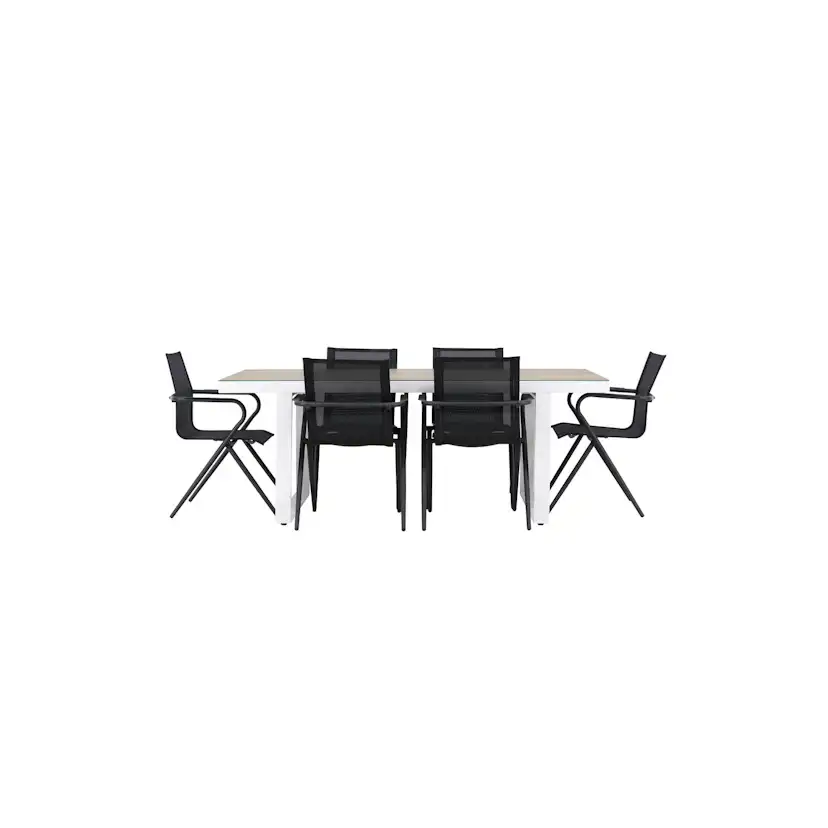 Merlo Dining Table - White/Whitewash +Alina Dining Chair - B Trädgårdsgrupp Venture Home Merlo med 6 Alina Stolar