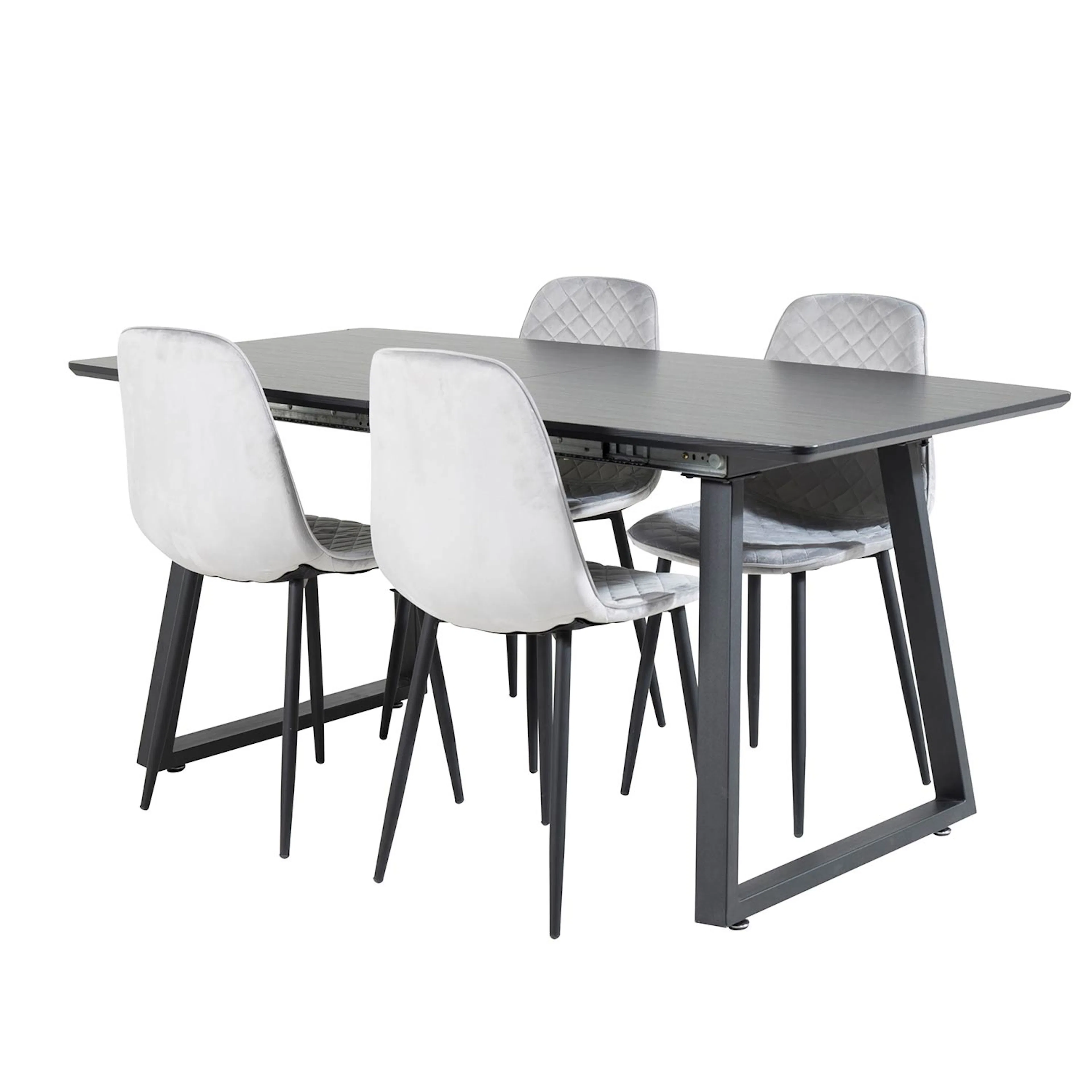 Inca Extentiontable - Black top /+Polar Diamond Chair -_4 Svart/Grå