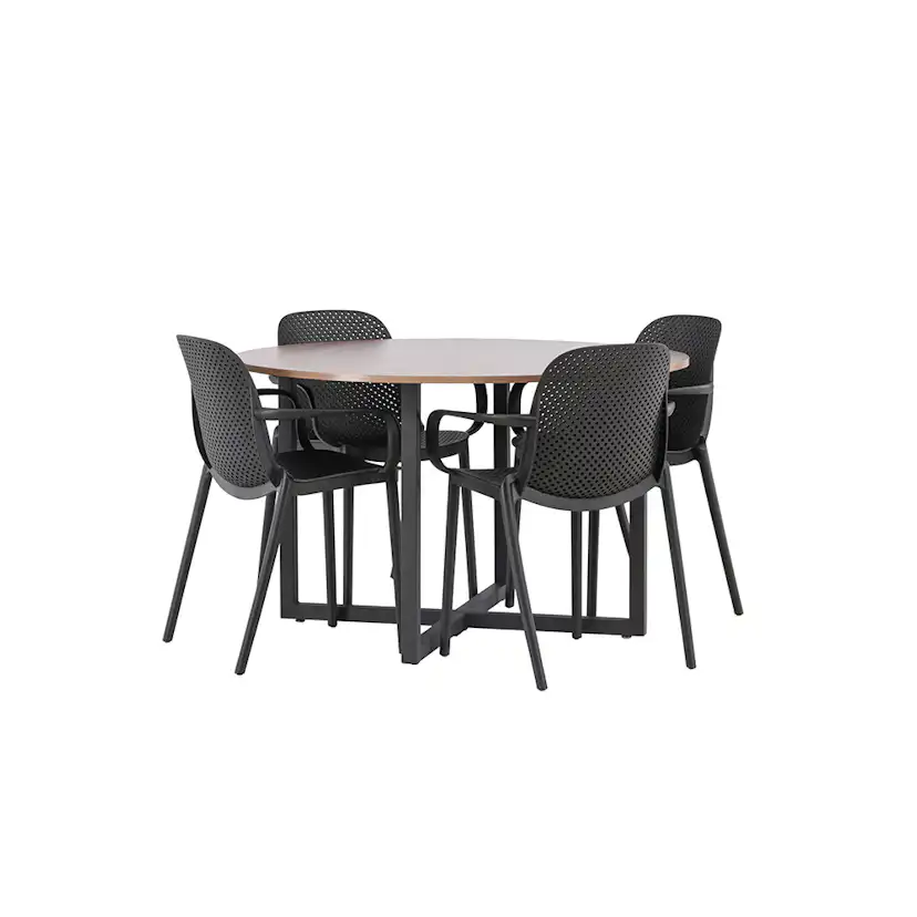 Matgrupp Venture Home Durango Ø 120 cm med 4 Baltimore Stolar