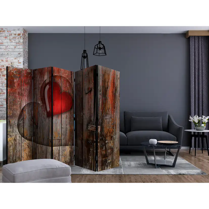 Rumsavdelare Skärmvägg Arkiio Heart on Wooden Background II 225x172 cm