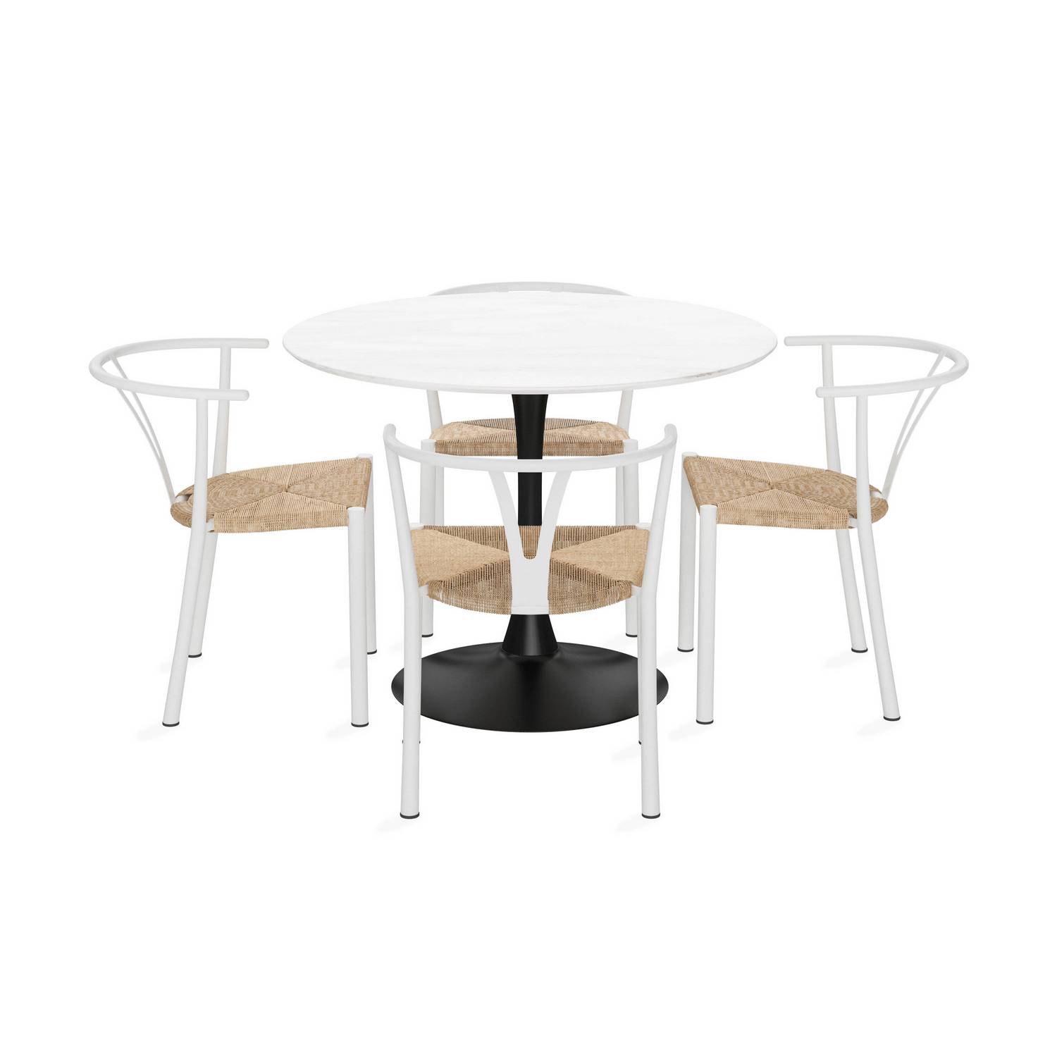 Matgrupp Basic Home Caitly Runt Matbord 100 cm med 4 Elysia Matstol