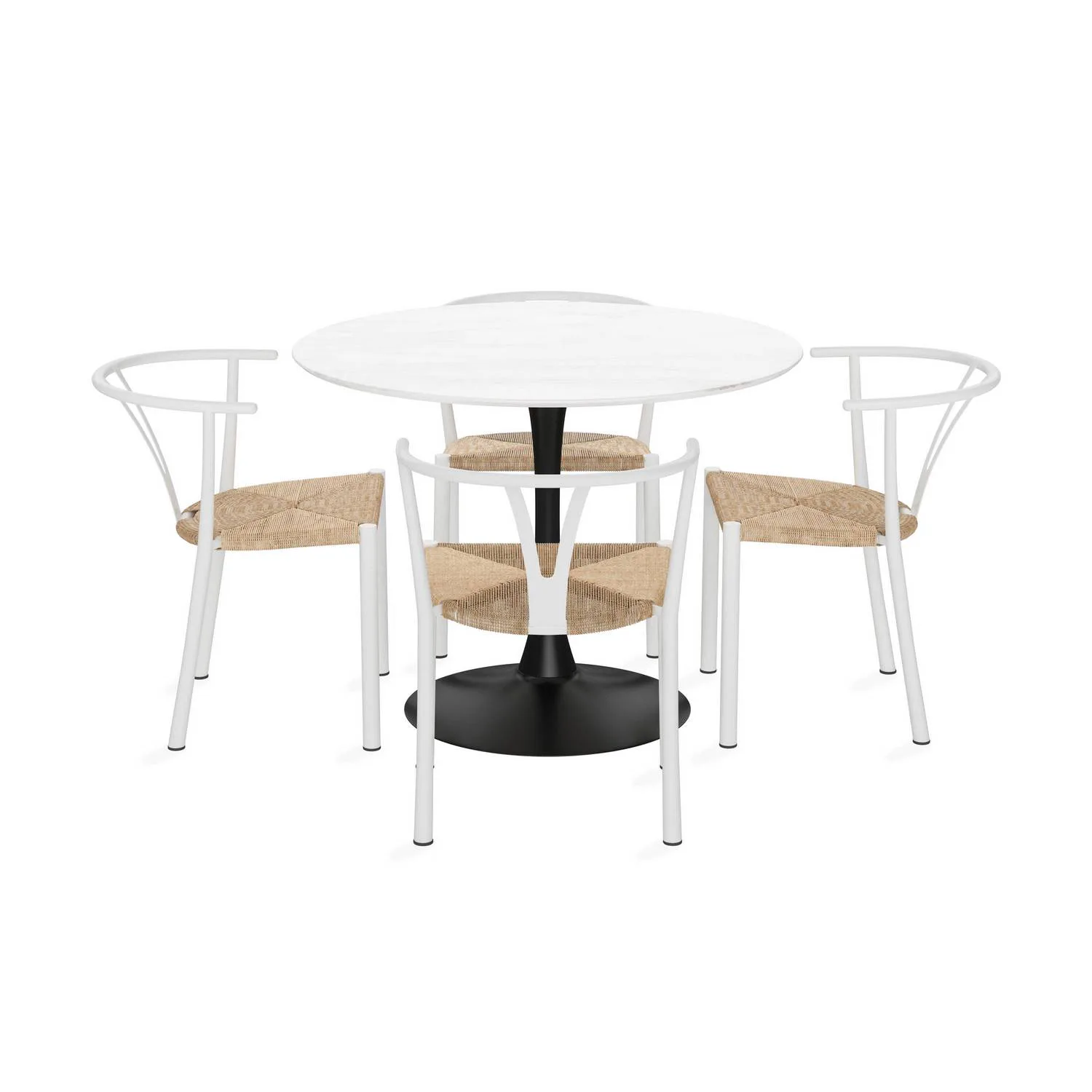 Matgrupp Basic Home Caitly Runt Matbord 100 cm med 4 Elysia Matstol