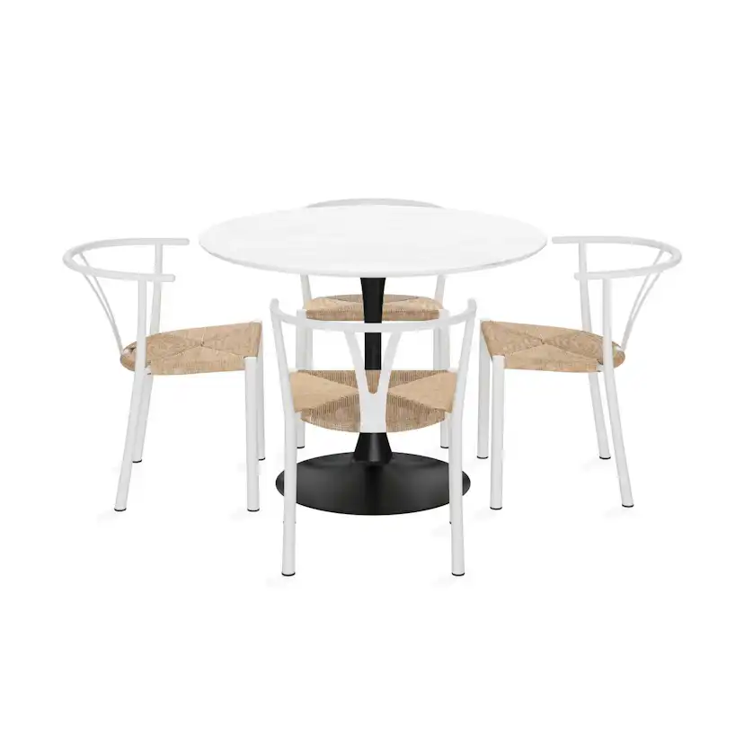 Matgrupp Basic Home Caitly Runt Matbord 100 cm med 4 Elysia Matstol