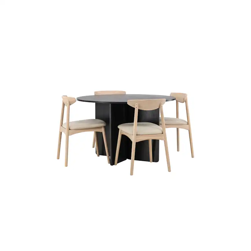 Matgrupp Venture Home Tyresö Matbord Ø120 cm cm med 4st Ven Matstolar