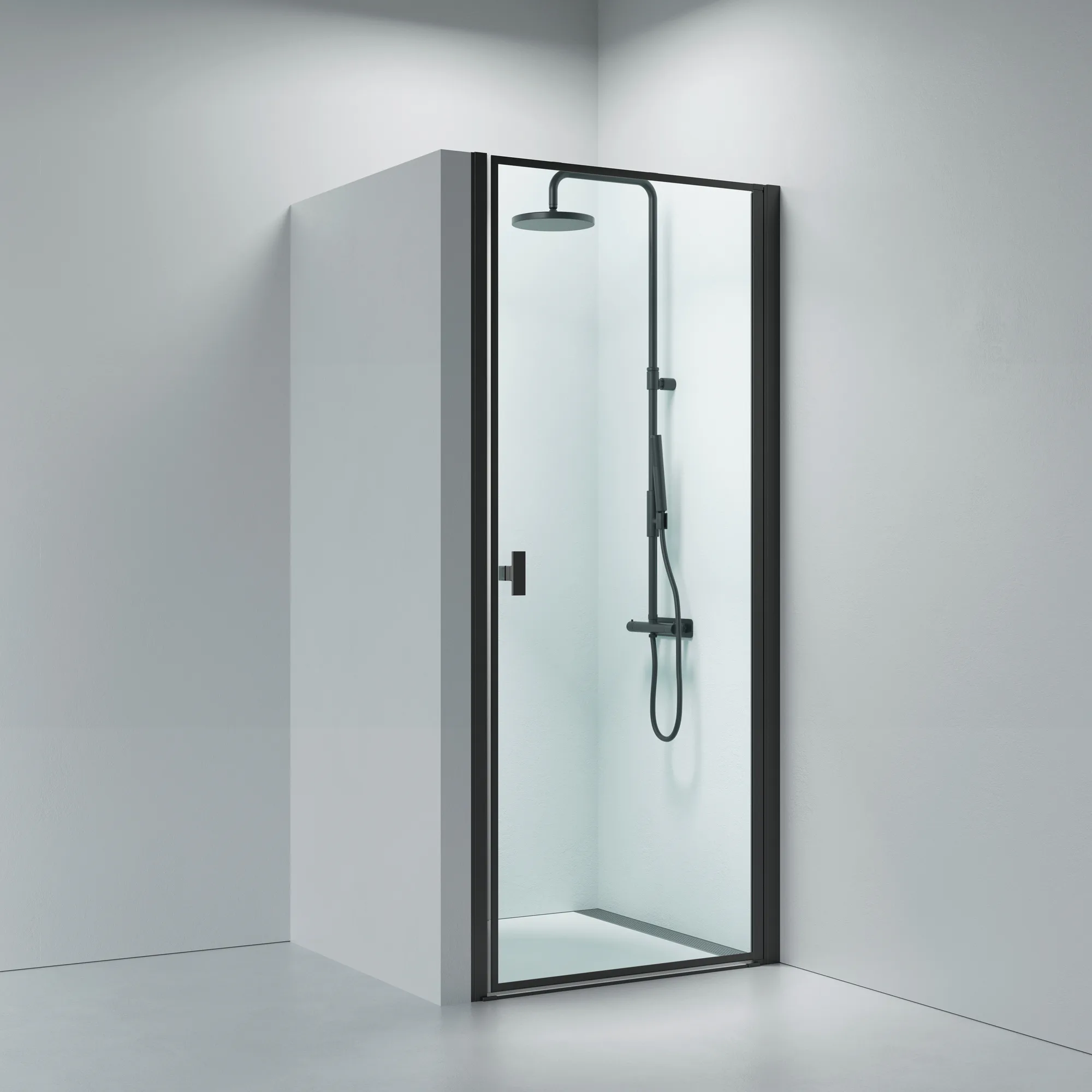 Noma 20 svängdörr höger 800 mm 6 mm glas med matt svart prof Bredd: 800 mm, Mattsvart, Höger