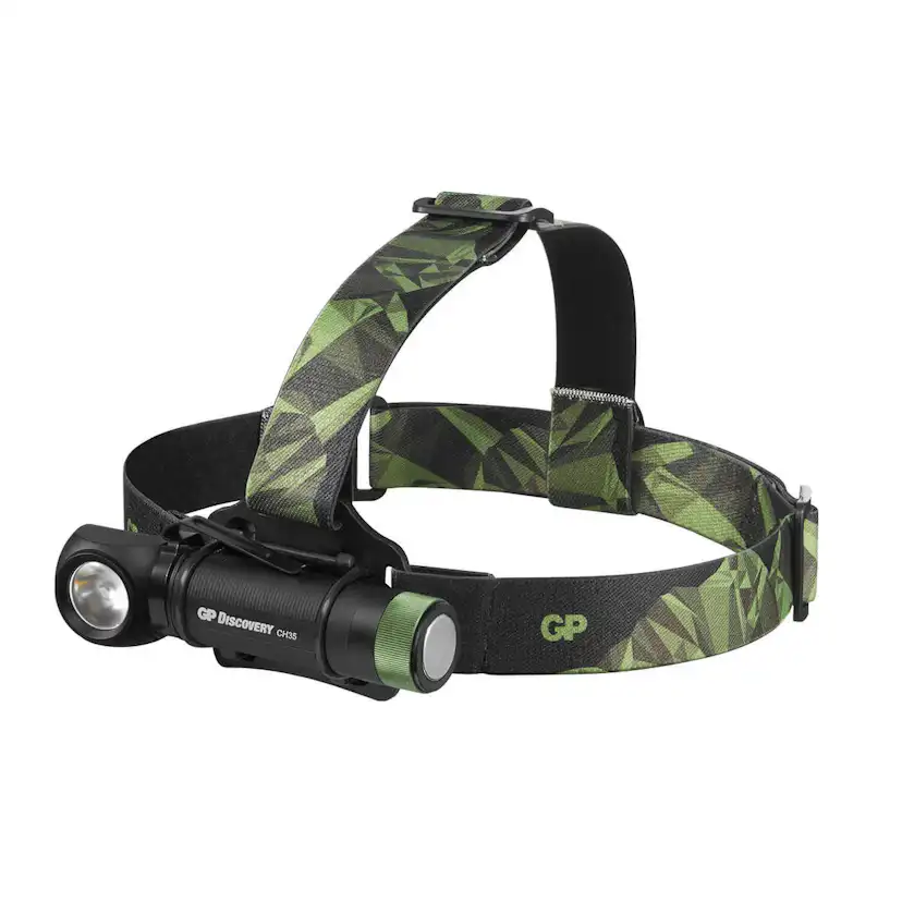 Laddningsbar Pannlampa GP Batteries Discovery CHR35 600lm Svart/Grön