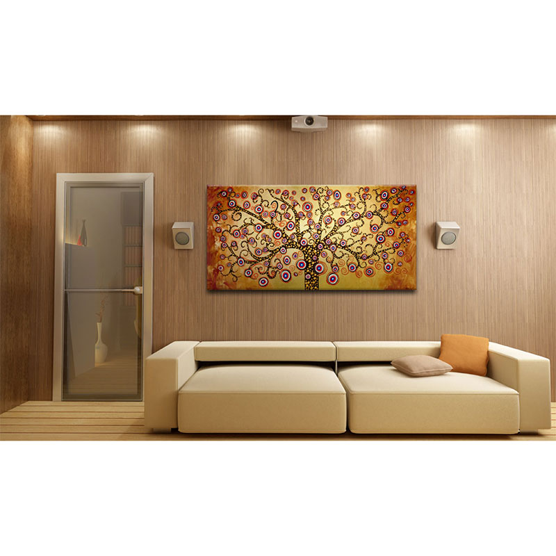 Handmålad Tavla Arkiio Påfågel tTräd 120x60