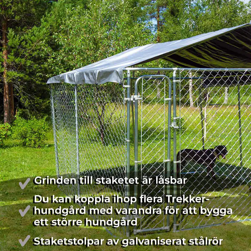 Trekker hundgård med tak, 6 x 3m 6x3 m