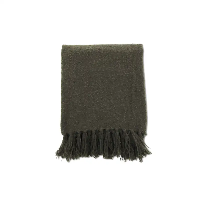 Stanly Throw poly/ribbon/tassels - Grey / - 130*170 Grön