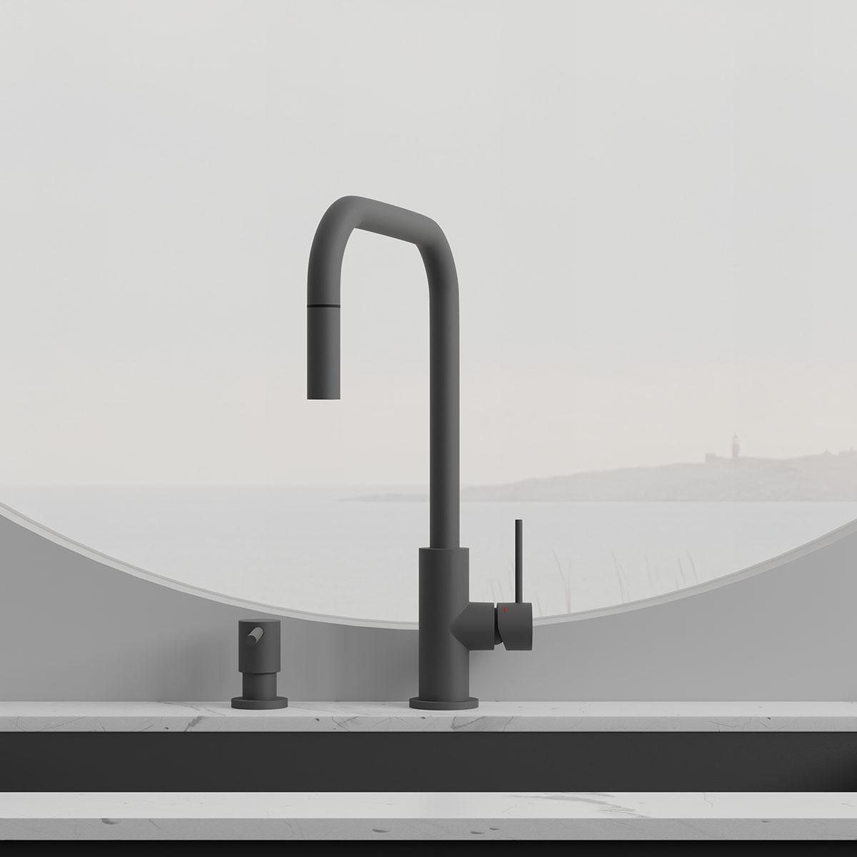 Köksblandare Scandtap Steel Accent Square med Utdragbar Pip