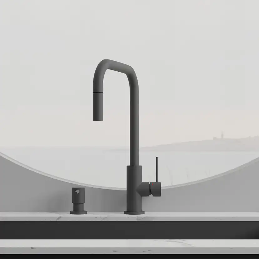 Köksblandare Scandtap Steel Accent Square med Utdragbar Pip